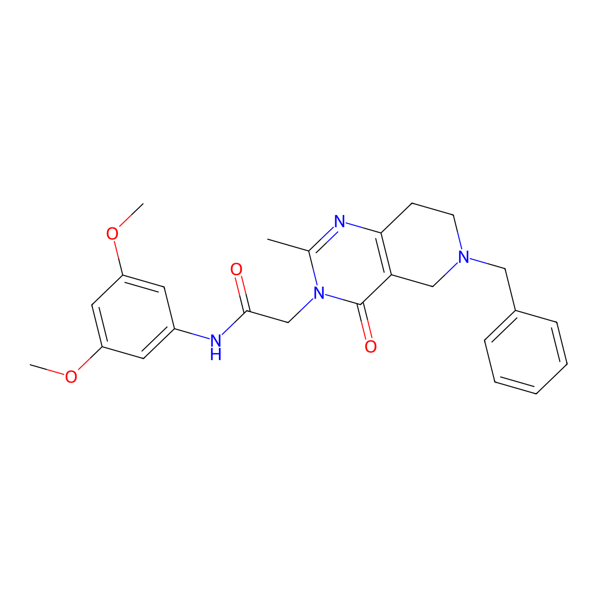 2-(6-benzyl-2-methyl-4-oxo-5,6,7,8-tetrahydropyrido[4,3-d]pyrimidin-3(4H)-yl)-N-(3,5-dimethoxyphenyl)acetamide molecular structure, CAS 1251670-17-3