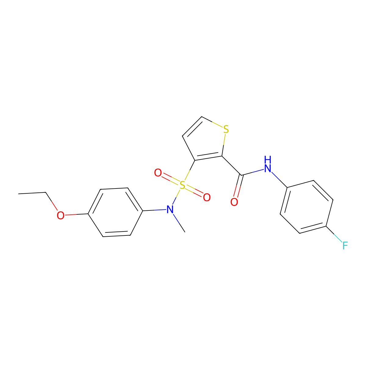 3-[(4-ethoxyphenyl)(methyl)sulfamoyl]-N-(4-fluorophenyl)thiophene-2-carboxamide molecular structure, CAS 1251670-21-9