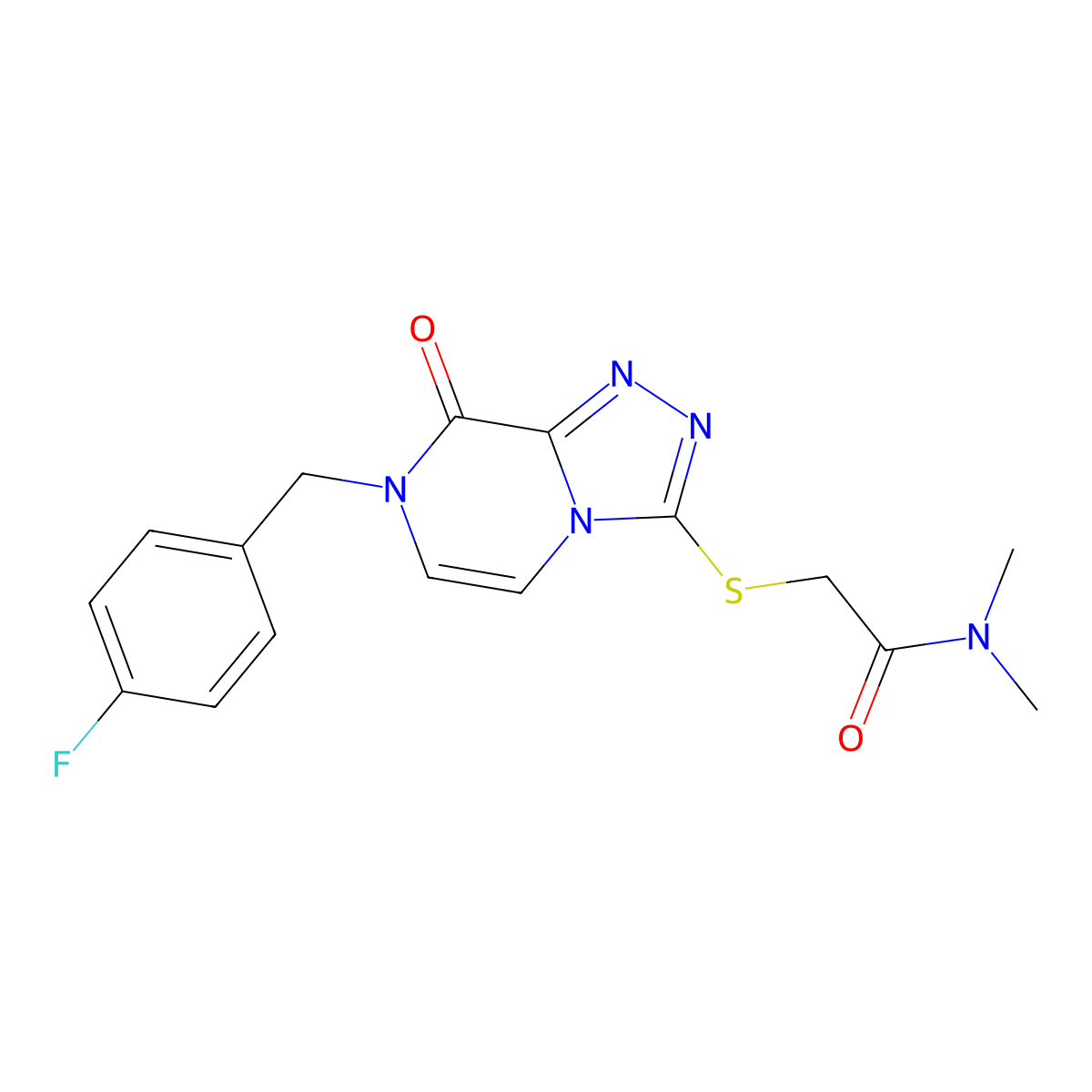 2-({7-[(4-fluorophenyl)methyl]-8-oxo-7H,8H-[1,2,4]triazolo[4,3-a]pyrazin-3-yl}sulfanyl)-N,N-dimethylacetamide molecular structure, CAS 1251670-32-2