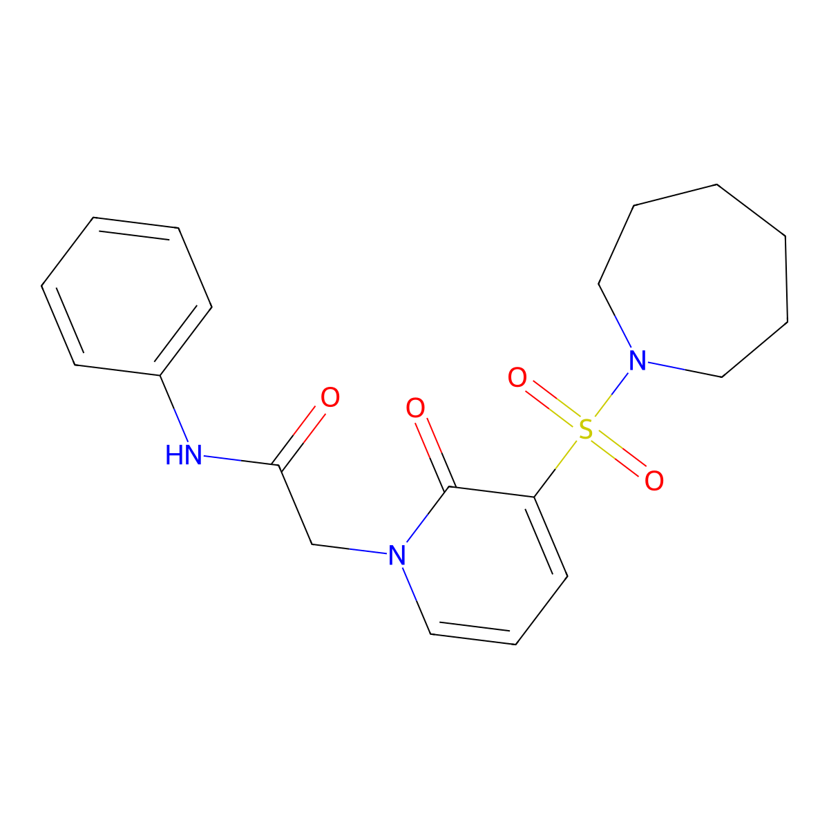 2-(3-(azepan-1-ylsulfonyl)-2-oxopyridin-1(2H)-yl)-N-phenylacetamide molecular structure, CAS 1251670-36-6