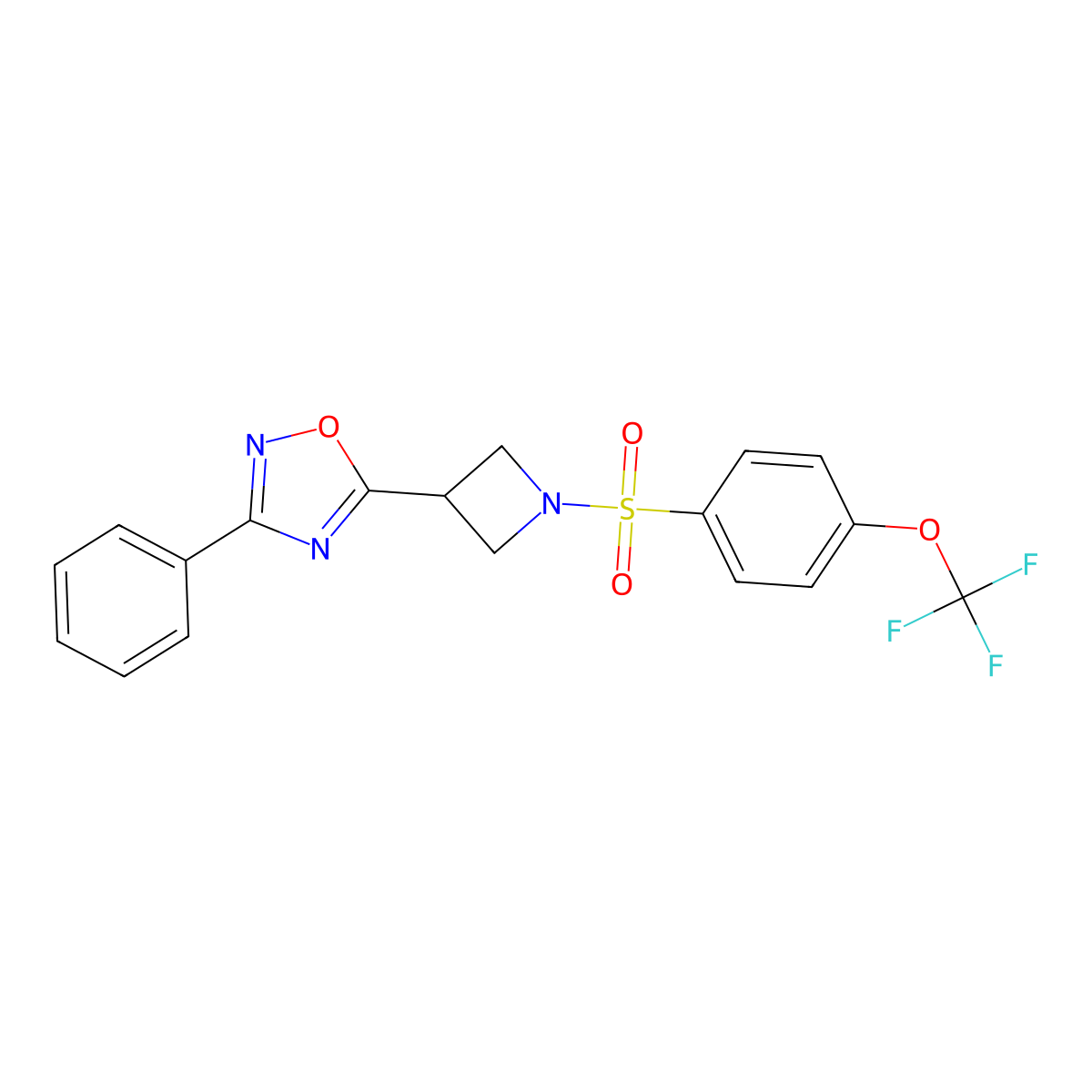 3-Phenyl-5-(1-((4-(trifluoromethoxy)phenyl)sulfonyl)azetidin-3-yl)-1,2,4-oxadiazole molecular structure, CAS 1251670-37-7