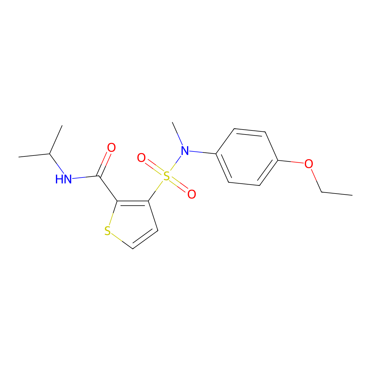 3-(N-(4-ethoxyphenyl)-N-methylsulfamoyl)-N-isopropylthiophene-2-carboxamide molecular structure, CAS 1251670-40-2