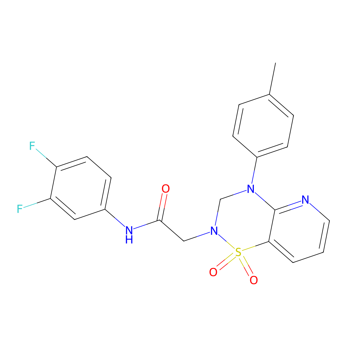 N-(3,4-difluorophenyl)-2-(1,1-dioxido-4-(p-tolyl)-3,4-dihydro-2H-pyrido[2,3-e][1,2,4]thiadiazin-2-yl)acetamide molecular structure, CAS 1251670-44-6