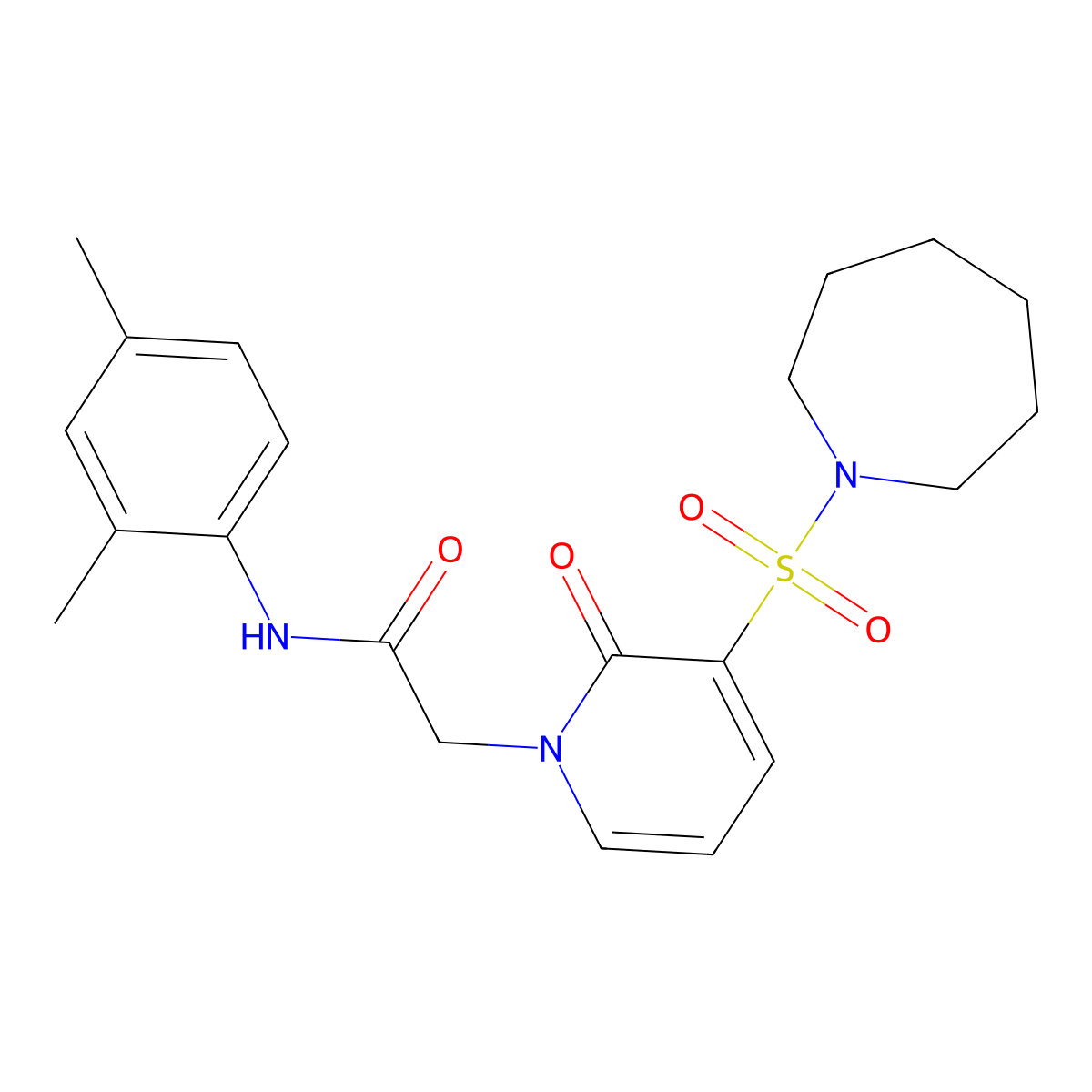 2-(3-(azepan-1-ylsulfonyl)-2-oxopyridin-1(2H)-yl)-N-(2,4-dimethylphenyl)acetamide molecular structure, CAS 1251670-46-8