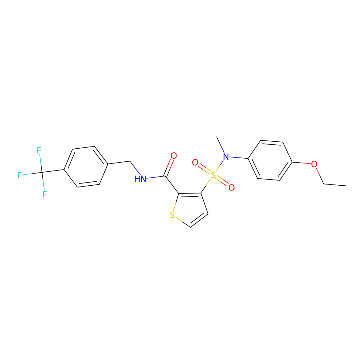 3-[(4-ethoxyphenyl)(methyl)sulfamoyl]-N-[4-(trifluoromethyl)benzyl]thiophene-2-carboxamide molecular structure, CAS 1251670-50-4