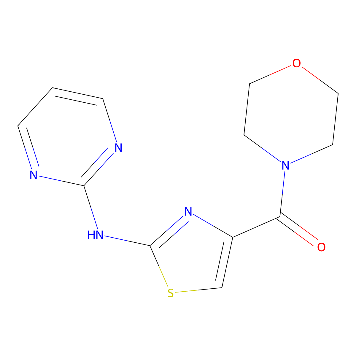 Morpholino(2-(pyrimidin-2-ylamino)thiazol-4-yl)methanone molecular structure, CAS 1251670-51-5