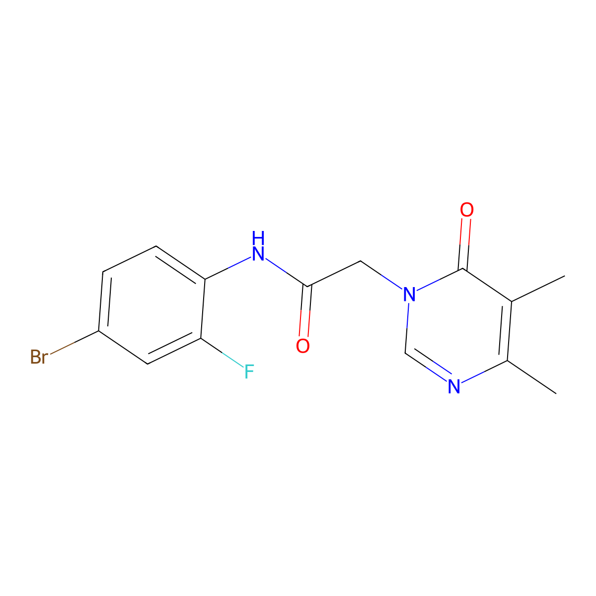 N-(4-bromo-2-fluorophenyl)-2-(4,5-dimethyl-6-oxopyrimidin-1(6H)-yl)acetamide molecular structure, CAS 1251670-52-6
