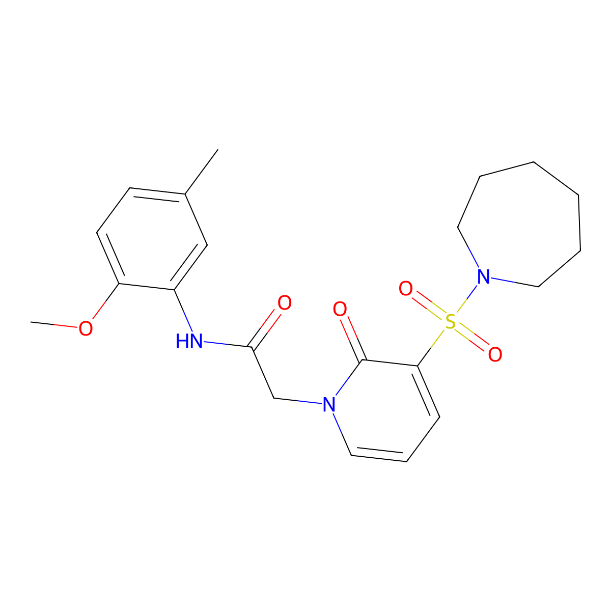 2-(3-(azepan-1-ylsulfonyl)-2-oxopyridin-1(2H)-yl)-N-(2-methoxy-5-methylphenyl)acetamide molecular structure, CAS 1251670-53-7