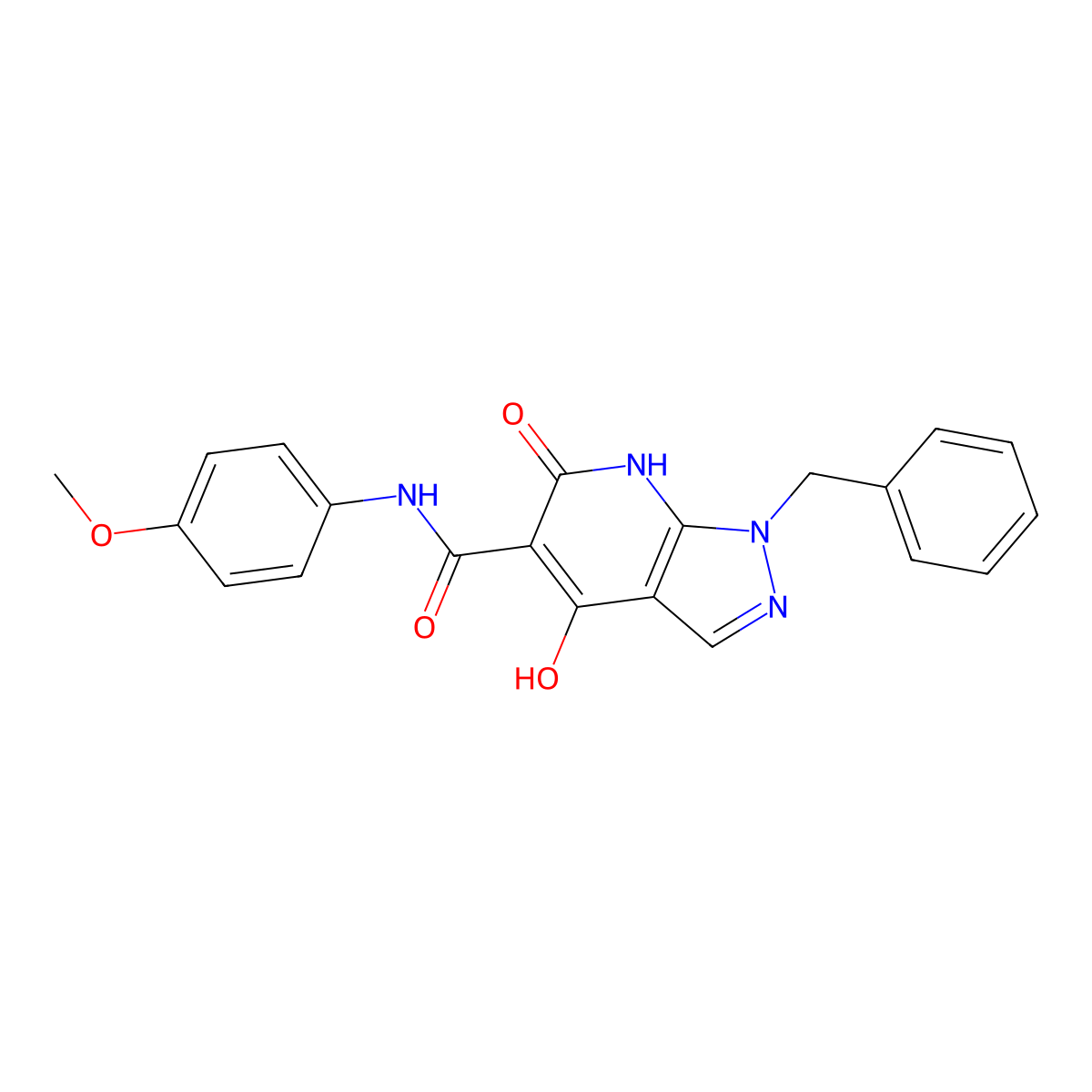 1-benzyl-4-hydroxy-N~5~-(4-methoxyphenyl)-6-oxo-6,7-dihydro-1H-pyrazolo[3,4-b]pyridine-5-carboxamide molecular structure, CAS 1251670-63-9