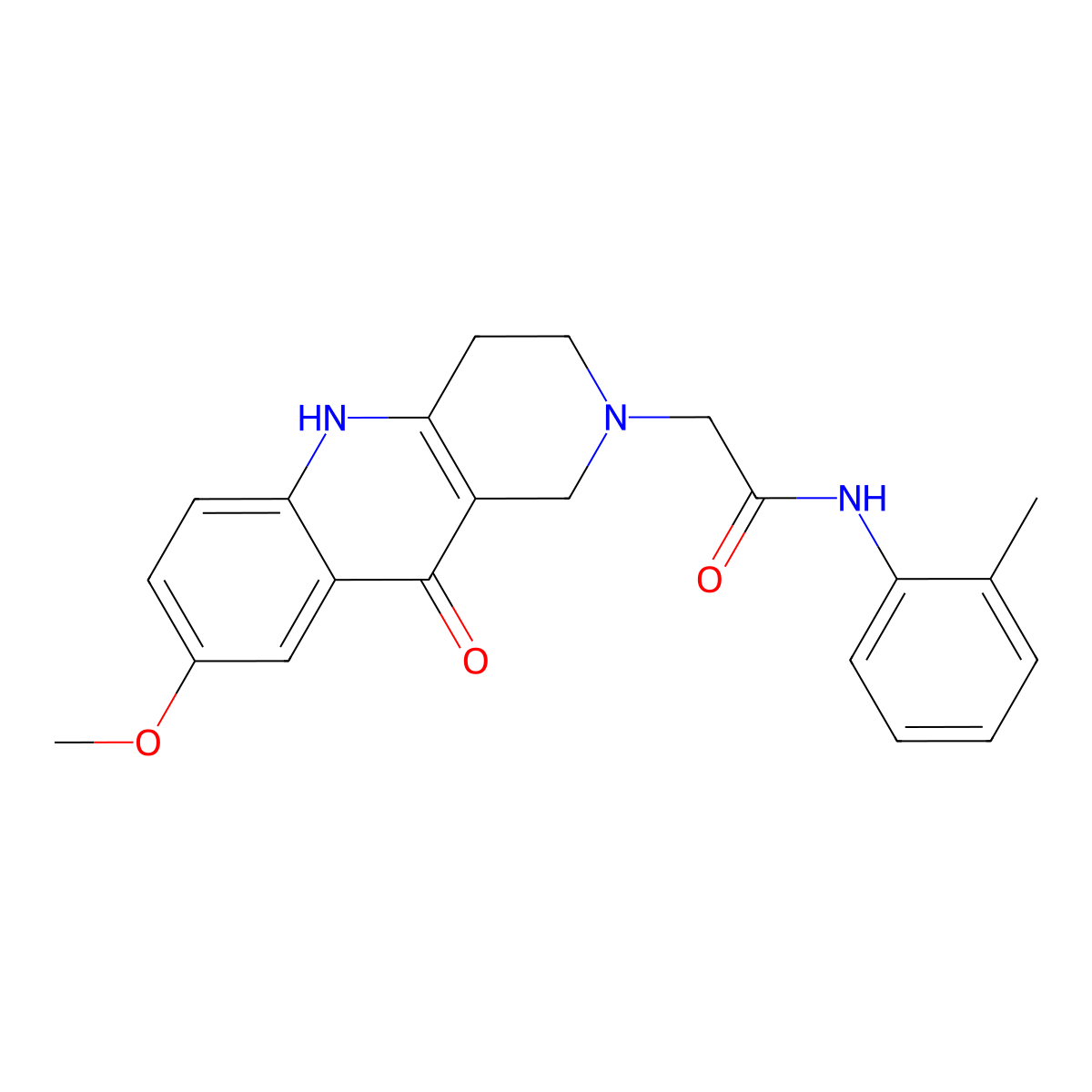 2-(8-methoxy-10-oxo-3,4-dihydrobenzo[b][1,6]naphthyridin-2(1H,5H,10H)-yl)-N-(o-tolyl)acetamide molecular structure, CAS 1251670-64-0