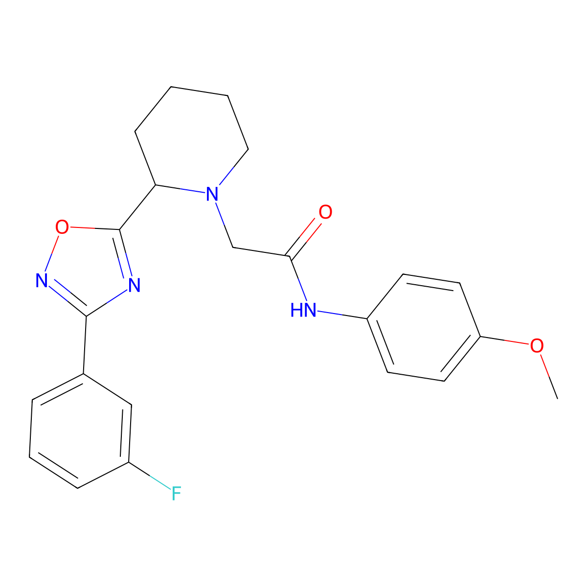 2-{2-[3-(3-fluorophenyl)-1,2,4-oxadiazol-5-yl]piperidino}-N~1~-(4-methoxyphenyl)acetamide molecular structure, CAS 1251670-75-3