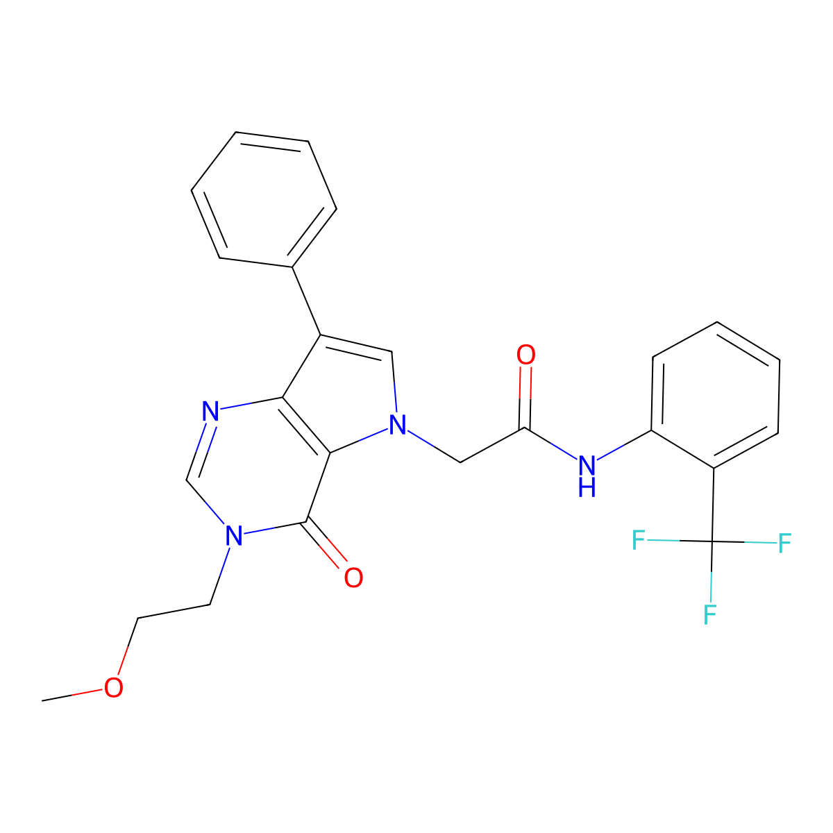 2-[3-(2-methoxyethyl)-4-oxo-7-phenyl-3,4-dihydro-5H-pyrrolo[3,2-d]pyrimidin-5-yl]-N-[2-(trifluoromethyl)phenyl]acetamide molecular structure, CAS 1251670-76-4