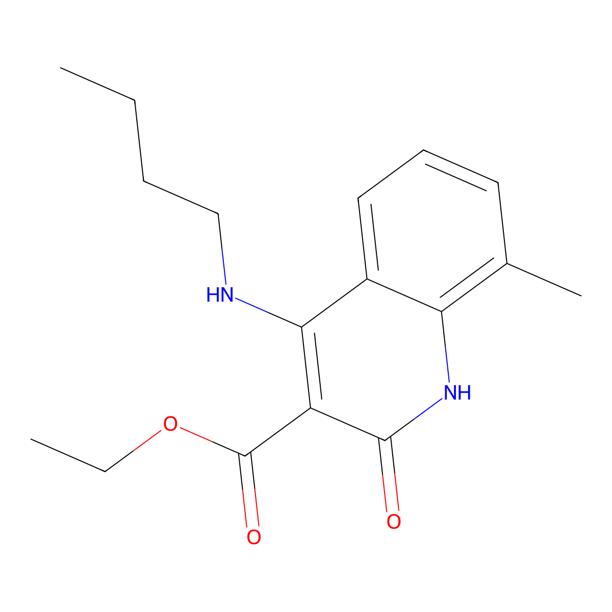 Ethyl 4-(butylamino)-8-methyl-2-oxo-1,2-dihydroquinoline-3-carboxylate molecular structure, CAS 1251670-79-7