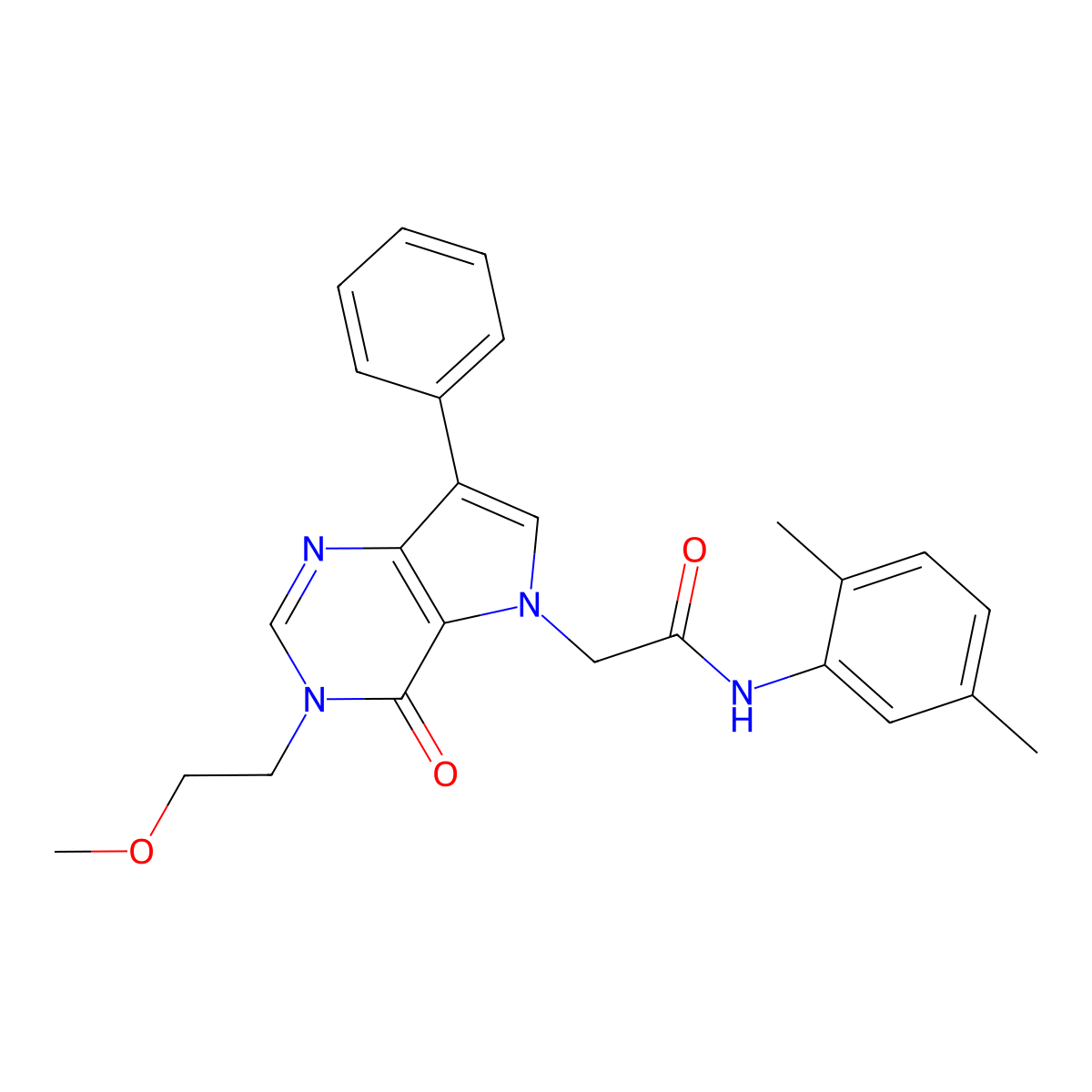 N-(2,5-dimethylphenyl)-2-[3-(2-methoxyethyl)-4-oxo-7-phenyl-3,4-dihydro-5H-pyrrolo[3,2-d]pyrimidin-5-yl]acetamide molecular structure, CAS 1251670-85-5