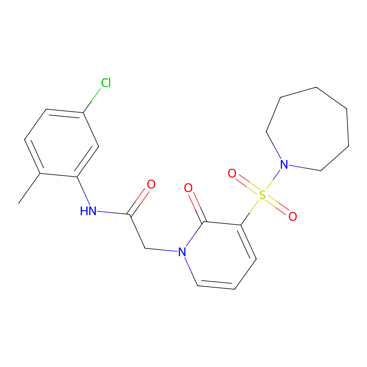 2-[3-(azepane-1-sulfonyl)-2-oxo-1,2-dihydropyridin-1-yl]-N-(5-chloro-2-methylphenyl)acetamide molecular structure, CAS 1251670-88-8