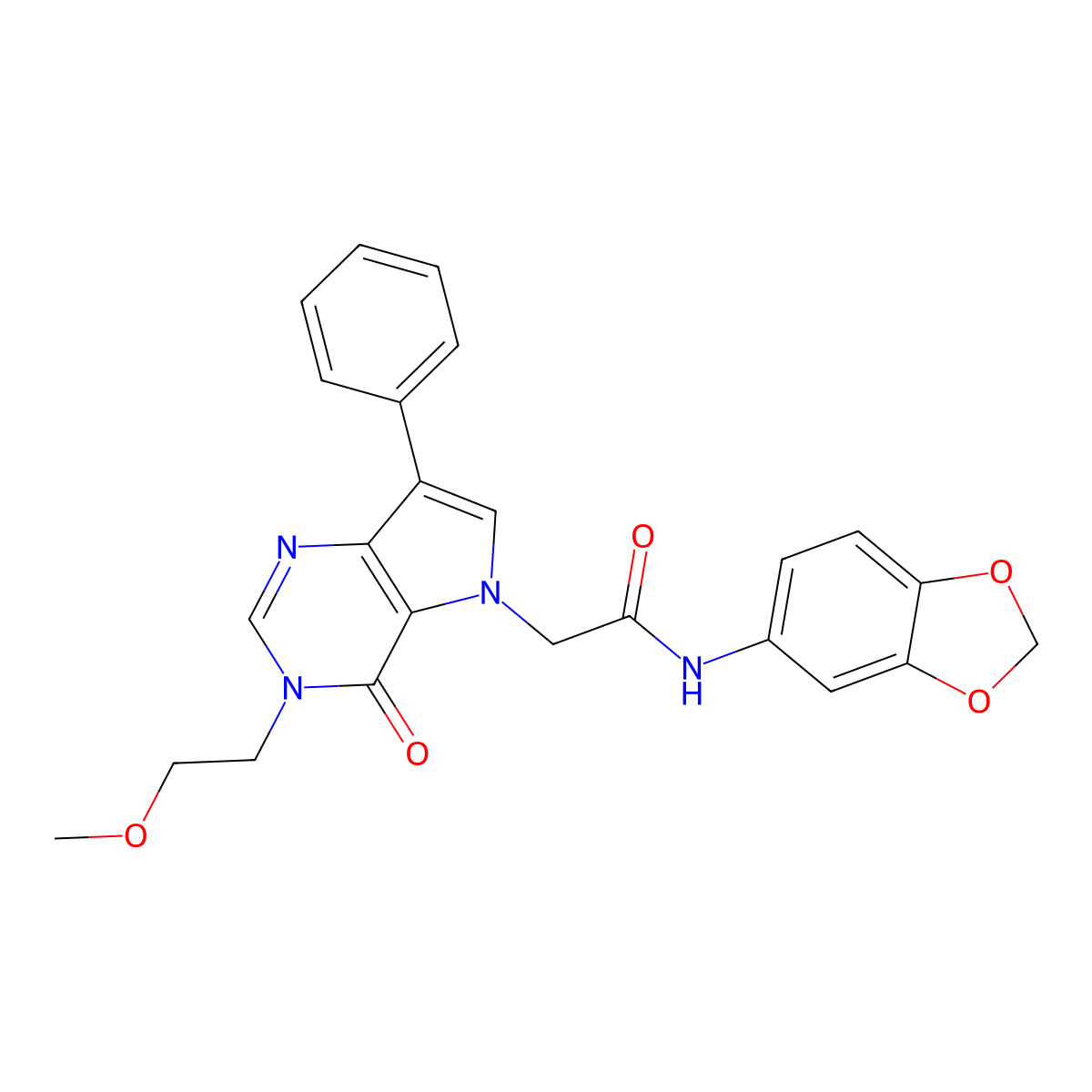 N-(2H-1,3-benzodioxol-5-yl)-2-[3-(2-methoxyethyl)-4-oxo-7-phenyl-3H,4H,5H-pyrrolo[3,2-d]pyrimidin-5-yl]acetamide molecular structure, CAS 1251670-92-4