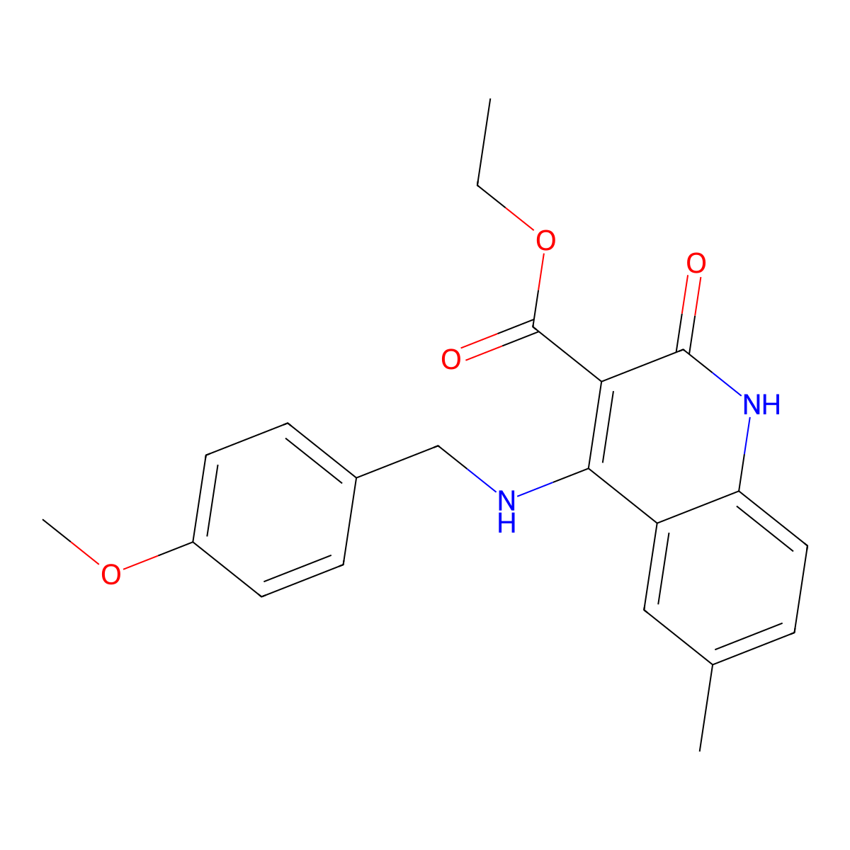 Ethyl 4-{[(4-methoxyphenyl)methyl]amino}-6-methyl-2-oxo-1,2-dihydroquinoline-3-carboxylate molecular structure, CAS 1251670-94-6