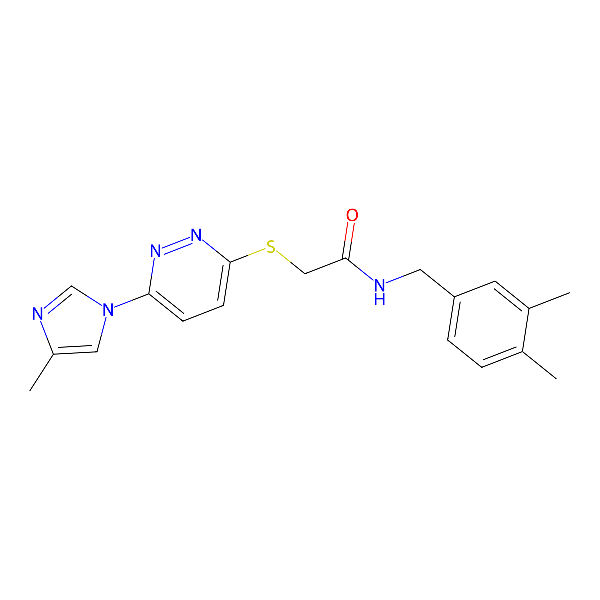 N-[(3,4-dimethylphenyl)methyl]-2-{[6-(4-methyl-1H-imidazol-1-yl)pyridazin-3-yl]sulfanyl}acetamide molecular structure, CAS 1251670-95-7