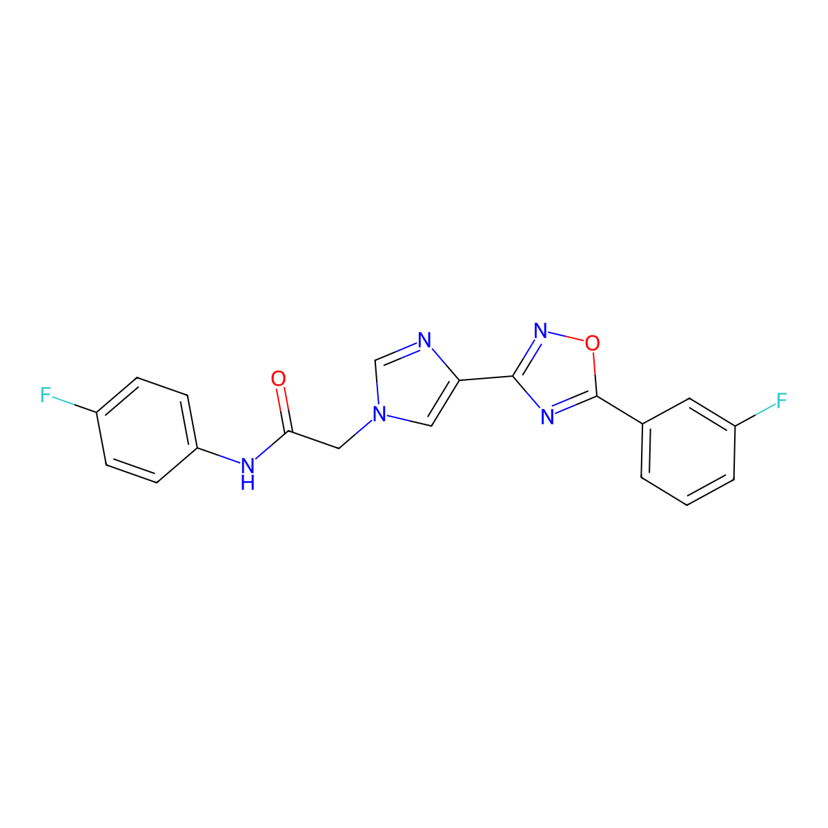 N-(4-fluorophenyl)-2-{4-[5-(3-fluorophenyl)-1,2,4-oxadiazol-3-yl]-1H-imidazol-1-yl}acetamide molecular structure, CAS 1251670-97-9