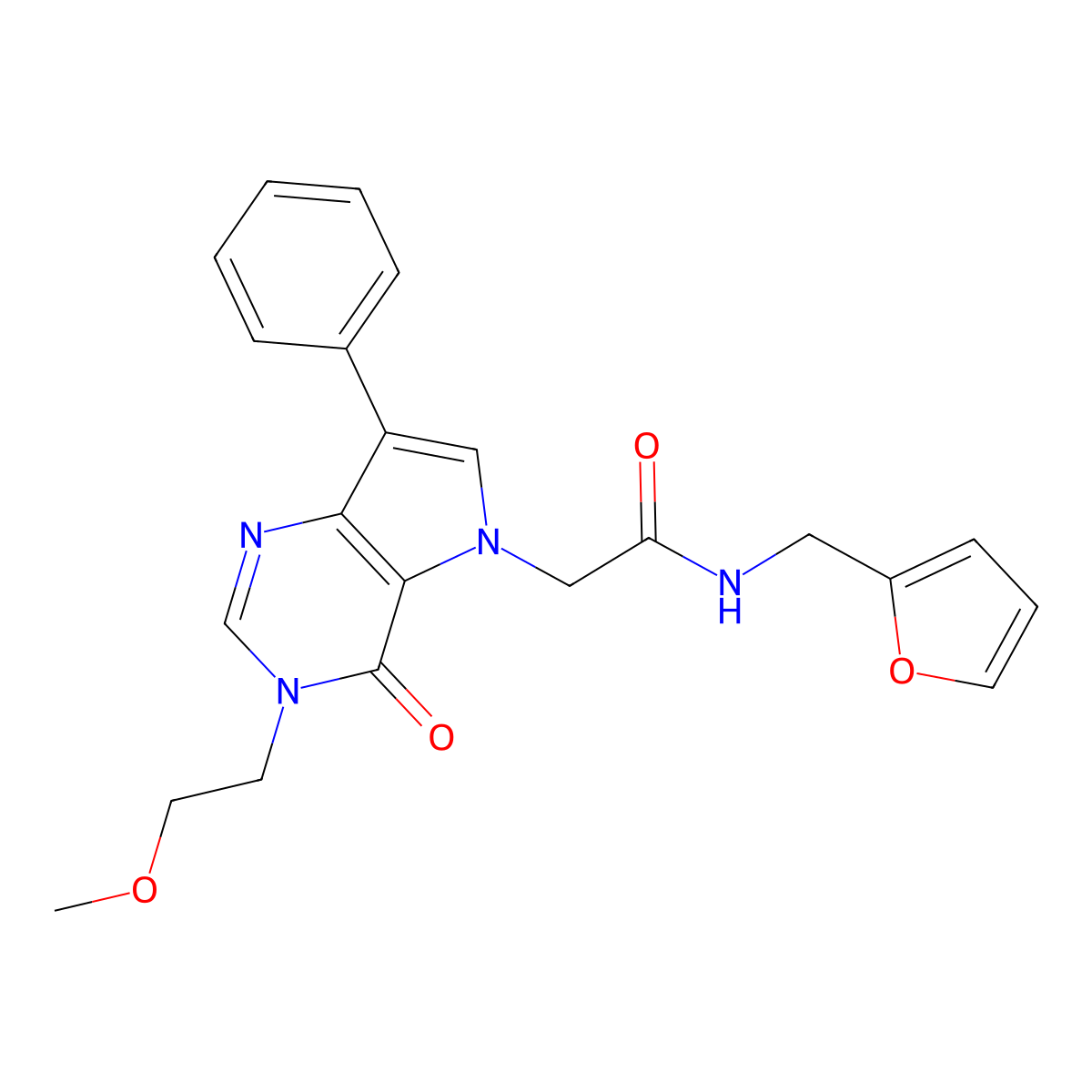 N-(furan-2-ylmethyl)-2-[3-(2-methoxyethyl)-4-oxo-7-phenyl-3,4-dihydro-5H-pyrrolo[3,2-d]pyrimidin-5-yl]acetamide molecular structure, CAS 1251670-98-0