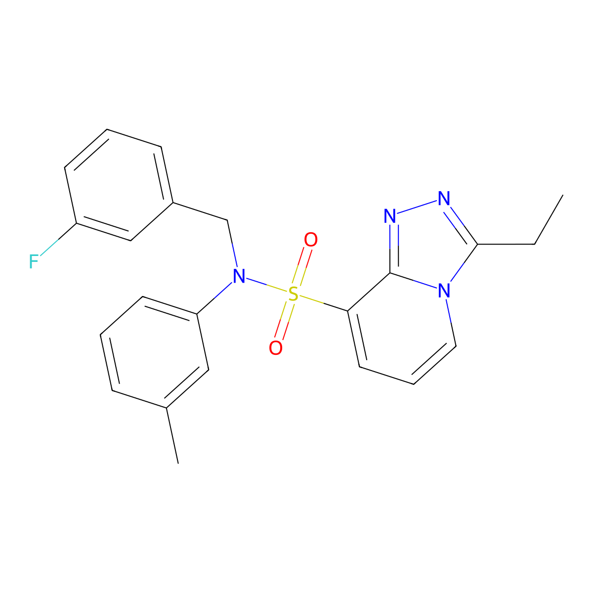 3-ethyl-N-[(3-fluorophenyl)methyl]-N-(3-methylphenyl)-[1,2,4]triazolo[4,3-a]pyridine-8-sulfonamide molecular structure, CAS 1251671-01-8