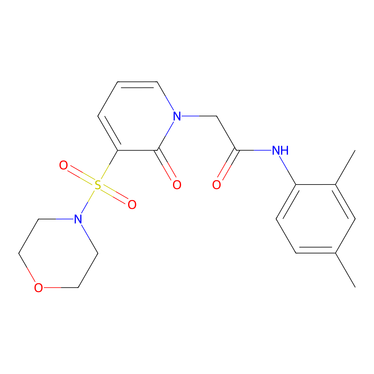N-(2,4-dimethylphenyl)-2-(3-(morpholinosulfonyl)-2-oxopyridin-1(2H)-yl)acetamide molecular structure, CAS 1251671-06-3