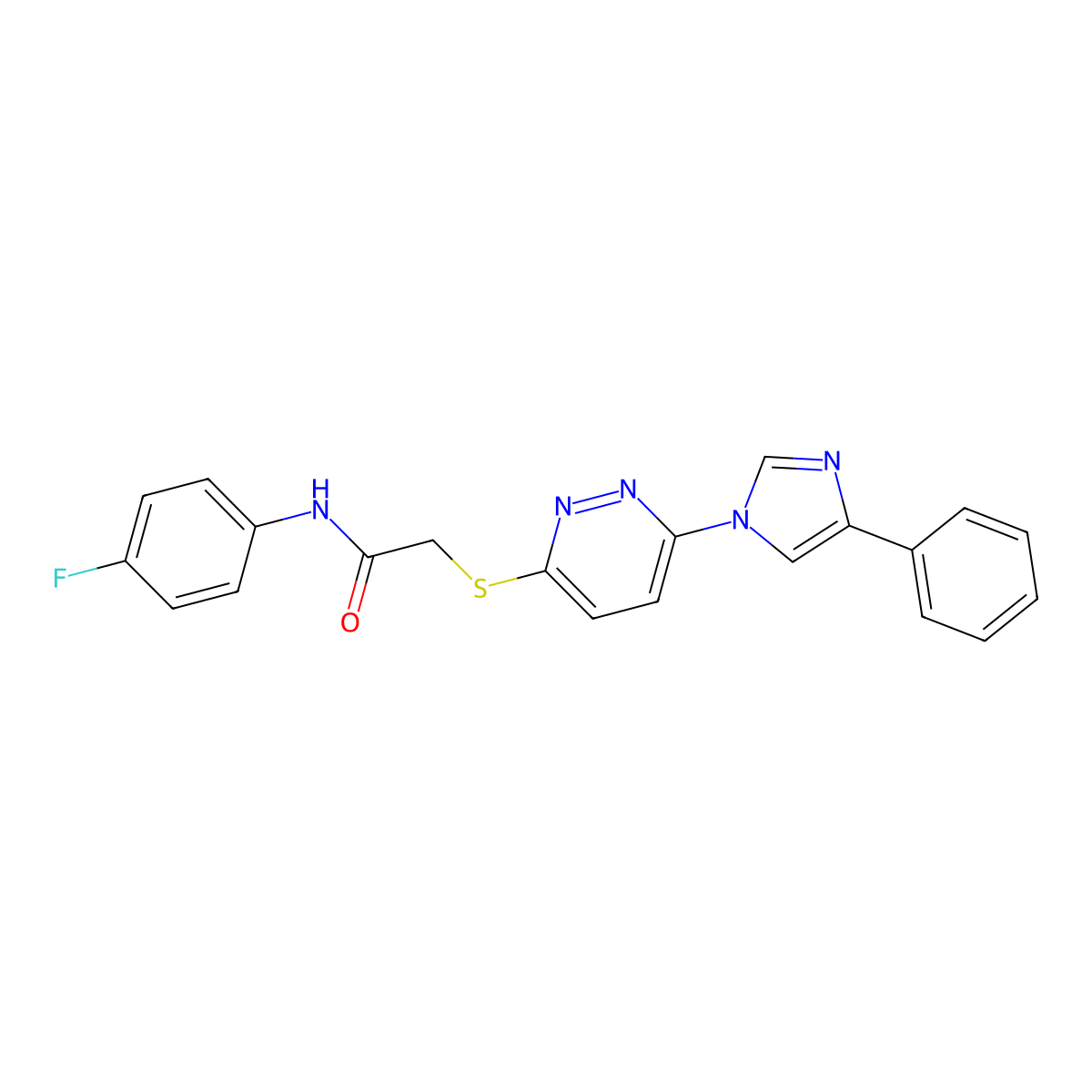 N-(4-fluorophenyl)-2-{[6-(4-phenyl-1H-imidazol-1-yl)pyridazin-3-yl]sulfanyl}acetamide molecular structure, CAS 1251671-07-4