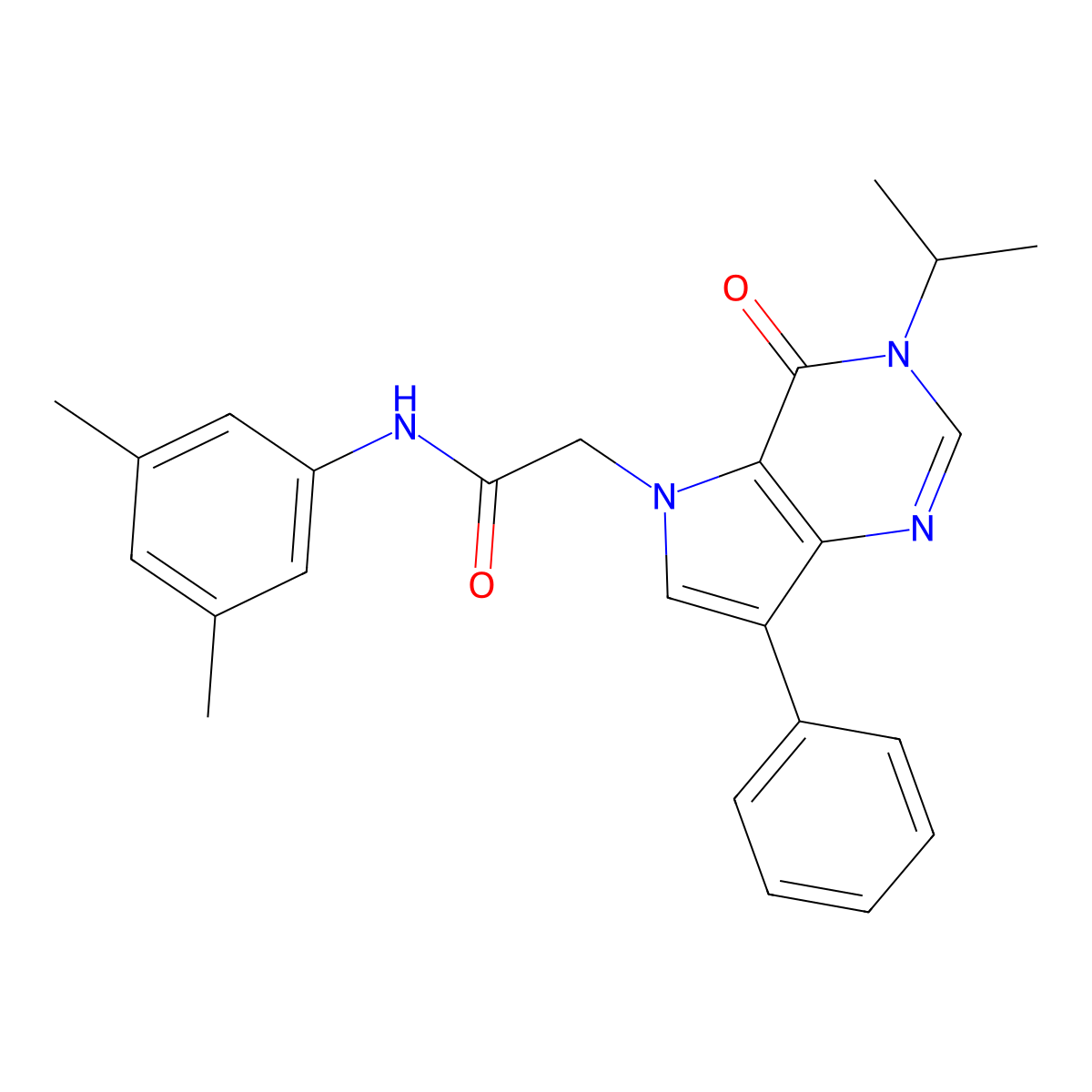 N-(3,5-dimethylphenyl)-2-[4-oxo-7-phenyl-3-(propan-2-yl)-3,4-dihydro-5H-pyrrolo[3,2-d]pyrimidin-5-yl]acetamide molecular structure, CAS 1251671-09-6