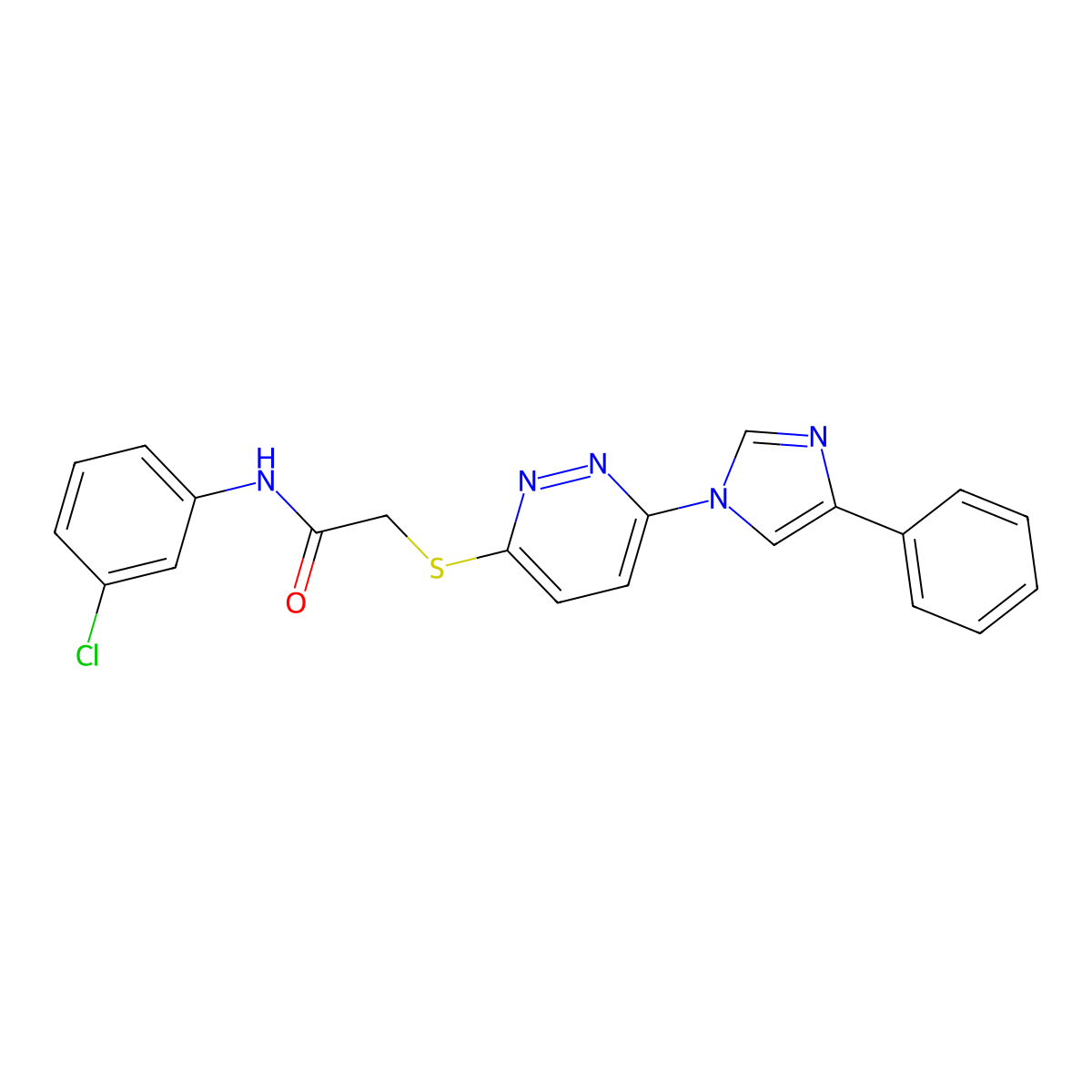 N-(3-chlorophenyl)-2-((6-(4-phenyl-1H-imidazol-1-yl)pyridazin-3-yl)thio)acetamide molecular structure, CAS 1251671-12-1