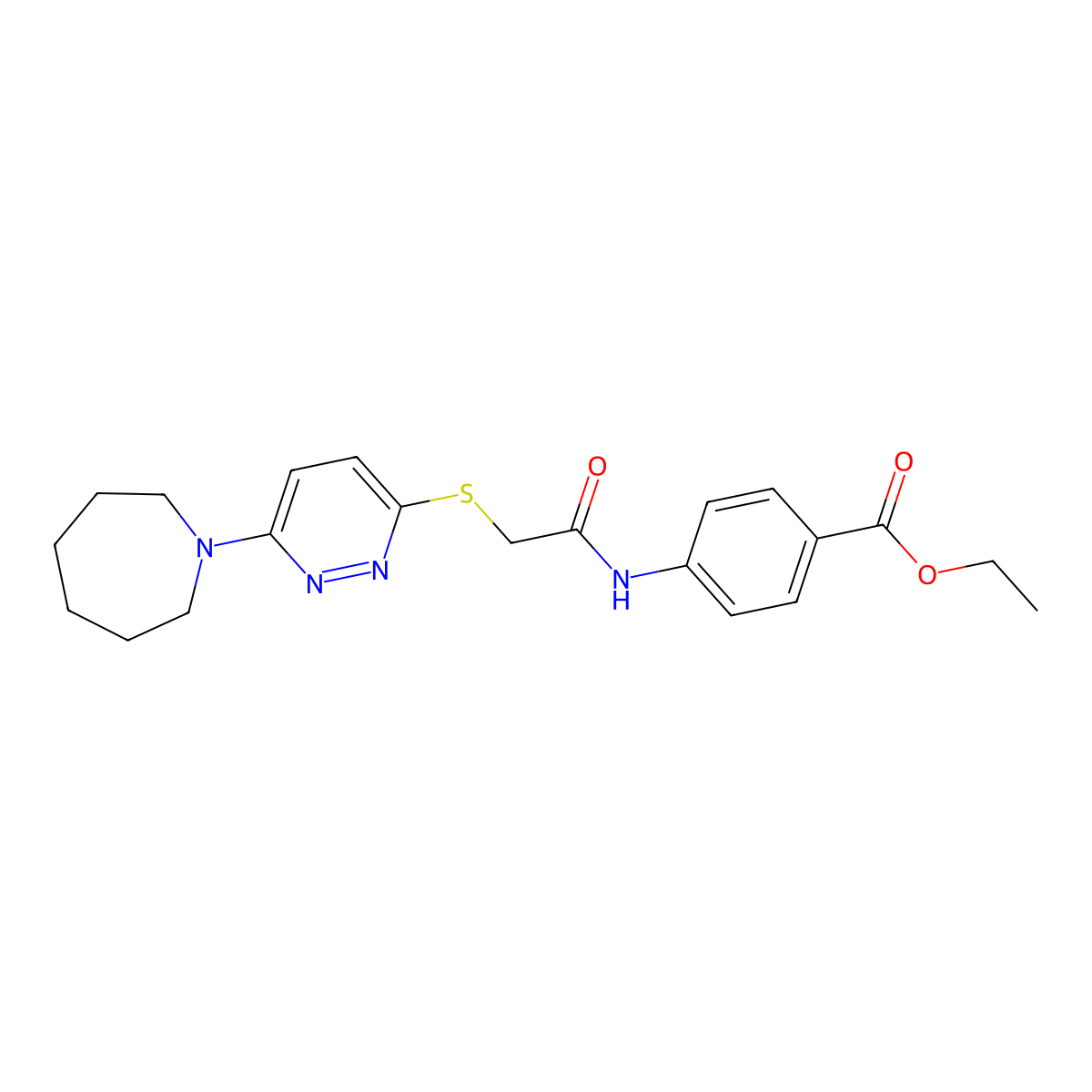 Ethyl 4-({[(6-azepan-1-ylpyridazin-3-yl)thio]acetyl}amino)benzoate molecular structure, CAS 1251671-15-4