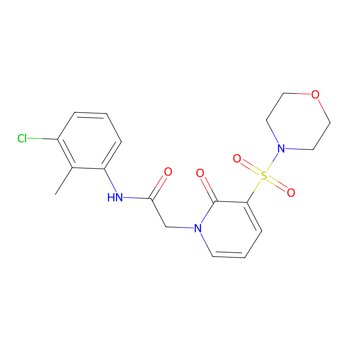 N-(3-chloro-2-methylphenyl)-2-(3-(morpholinosulfonyl)-2-oxopyridin-1(2H)-yl)acetamide molecular structure, CAS 1251671-18-7