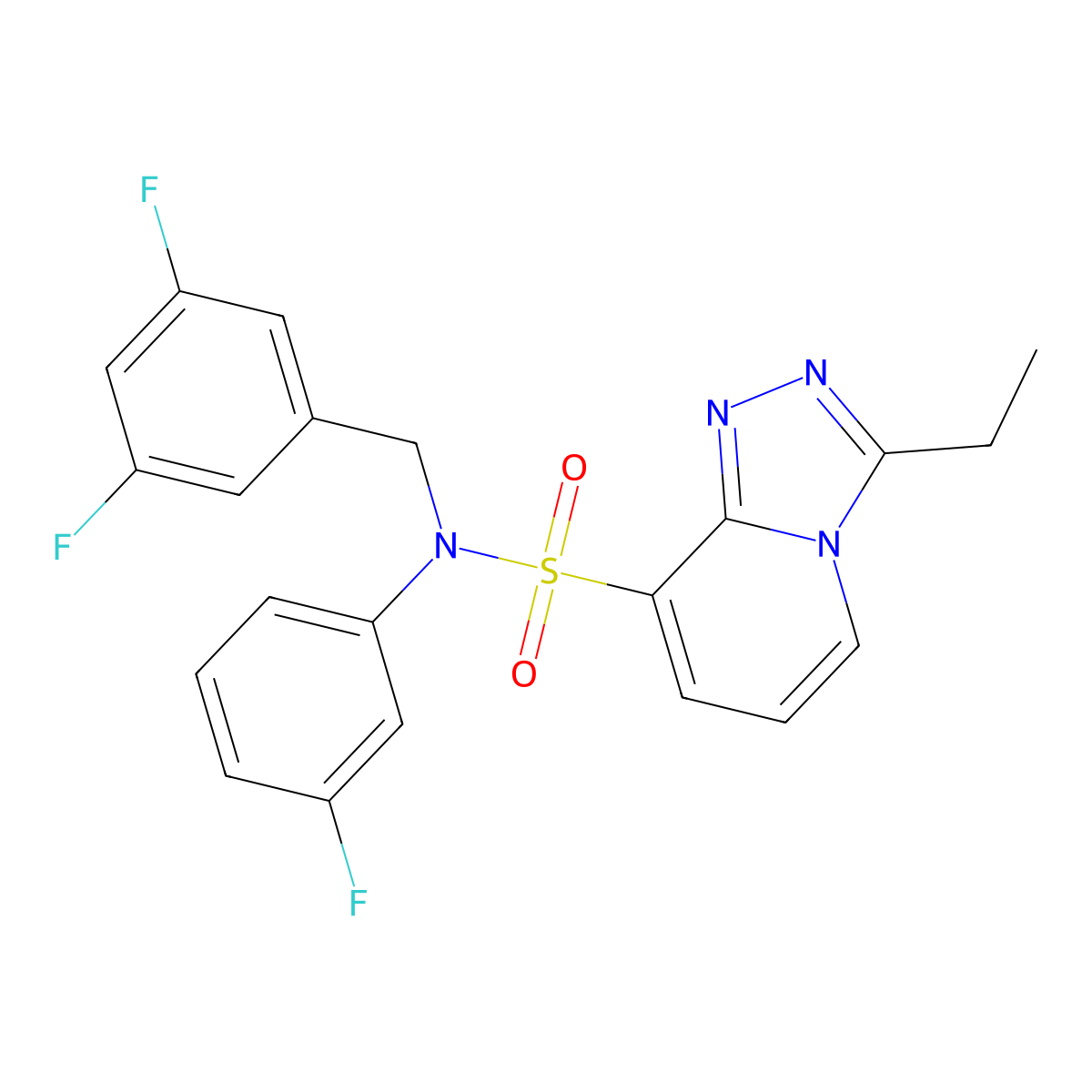N-[(3,5-difluorophenyl)methyl]-3-ethyl-N-(3-fluorophenyl)-[1,2,4]triazolo[4,3-a]pyridine-8-sulfonamide molecular structure, CAS 1251671-26-7