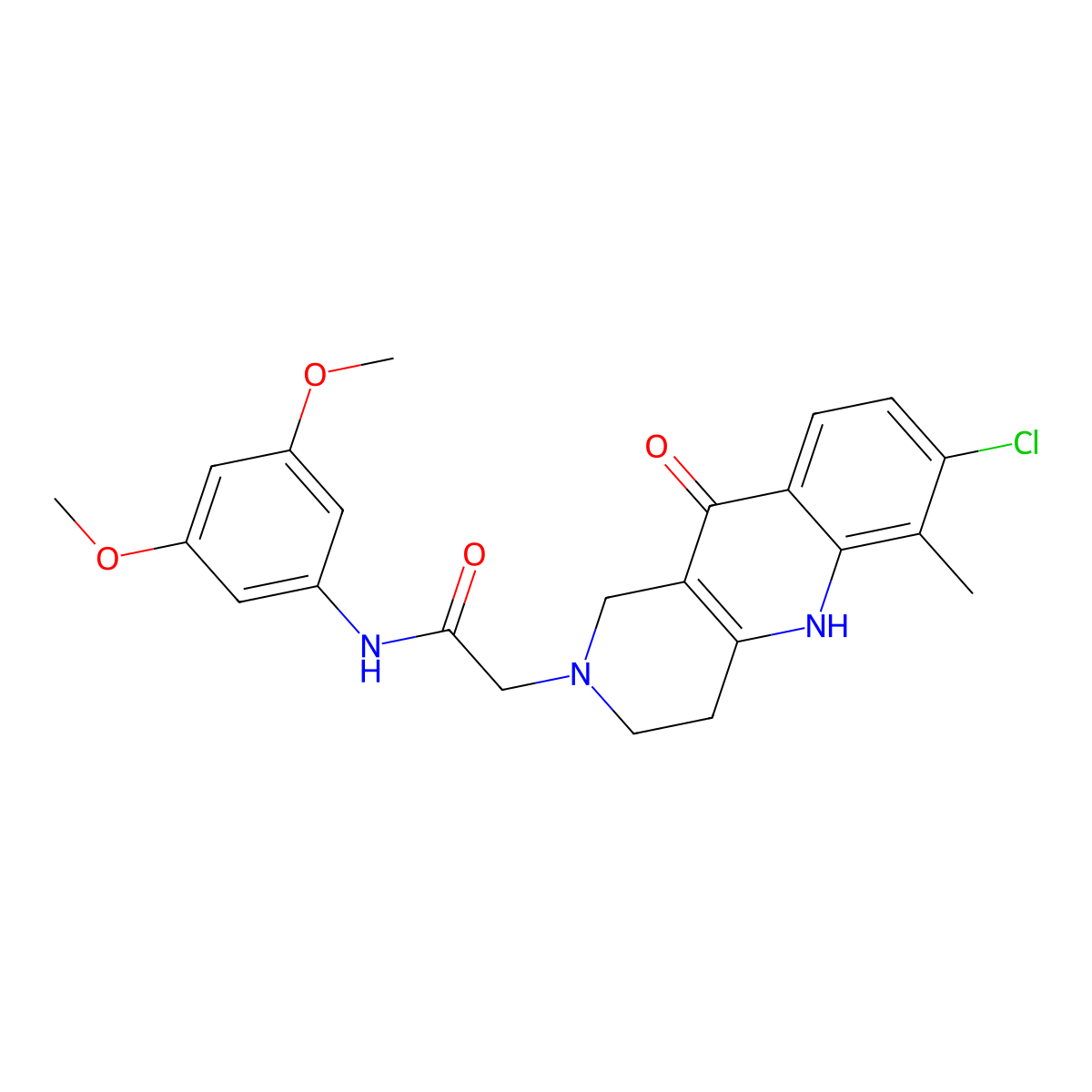 2-(7-chloro-6-methyl-10-oxo-3,4-dihydrobenzo[b][1,6]naphthyridin-2(1H,5H,10H)-yl)-N-(3,5-dimethoxyphenyl)acetamide molecular structure, CAS 1251671-27-8