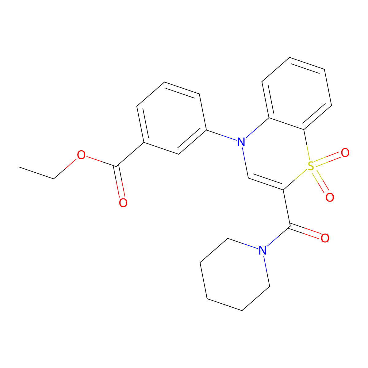 ethyl 3-[1,1-dioxido-2-(piperidin-1-ylcarbonyl)-4H-1,4-benzothiazin-4-yl]benzoate molecular structure, CAS 1251671-32-5