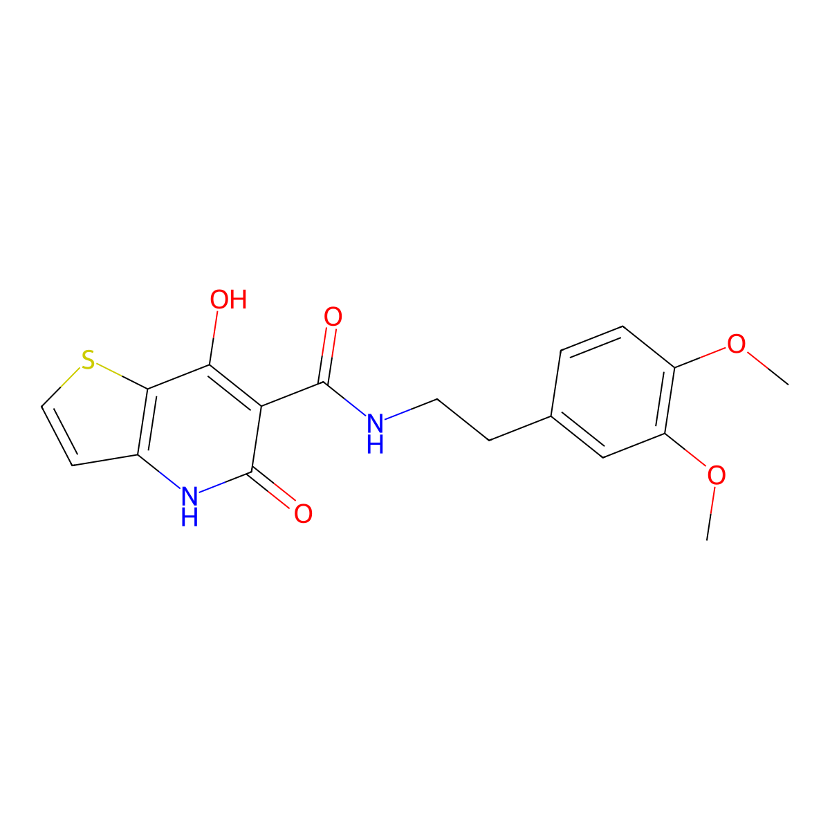 N-(3,4-dimethoxyphenethyl)-7-hydroxy-5-oxo-4,5-dihydrothieno[3,2-b]pyridine-6-carboxamide molecular structure, CAS 1251671-38-1
