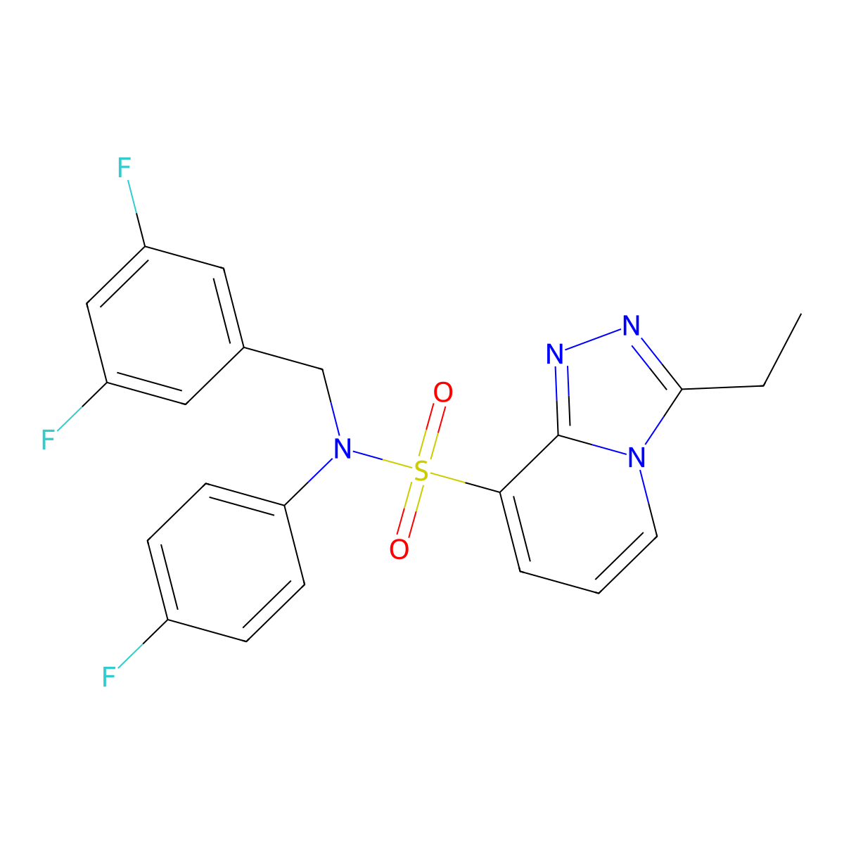 N-[(3,5-difluorophenyl)methyl]-3-ethyl-N-(4-fluorophenyl)-[1,2,4]triazolo[4,3-a]pyridine-8-sulfonamide molecular structure, CAS 1251671-43-8