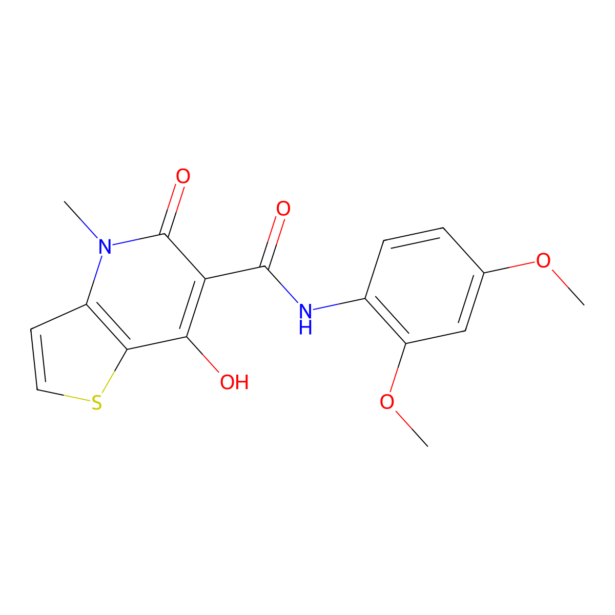 N-(2,4-dimethoxyphenyl)-7-hydroxy-4-methyl-5-oxo-4,5-dihydrothieno[3,2-b]pyridine-6-carboxamide molecular structure, CAS 1251671-45-0