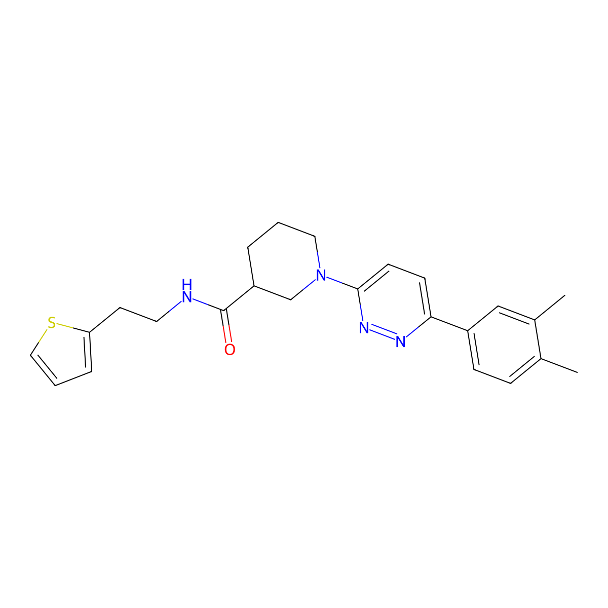 1-[6-(3,4-dimethylphenyl)pyridazin-3-yl]-N-[2-(thiophen-2-yl)ethyl]piperidine-3-carboxamide molecular structure, CAS 1251671-51-8