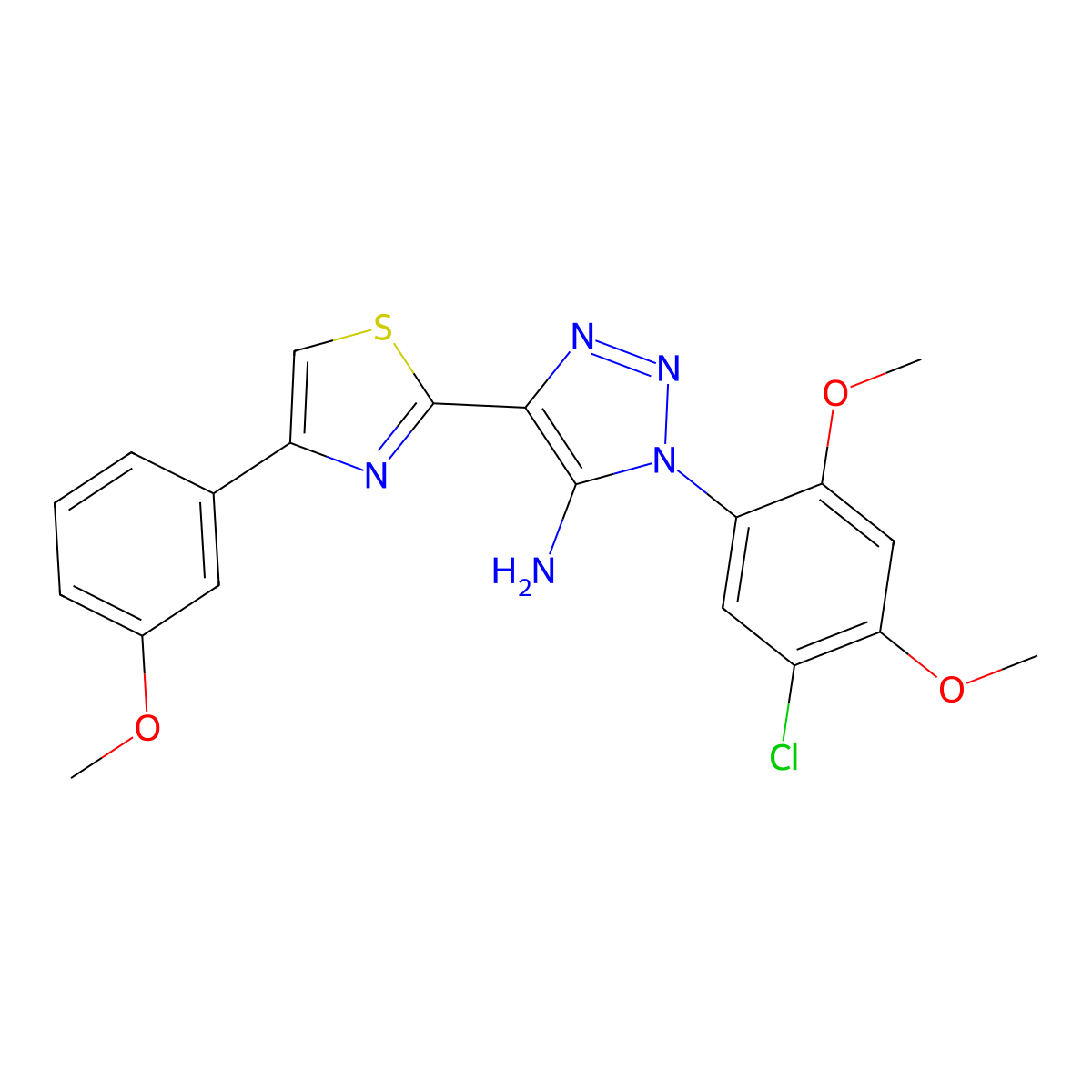 1-(5-chloro-2,4-dimethoxyphenyl)-4-(4-(3-methoxyphenyl)thiazol-2-yl)-1H-1,2,3-triazol-5-amine molecular structure, CAS 1251671-62-1