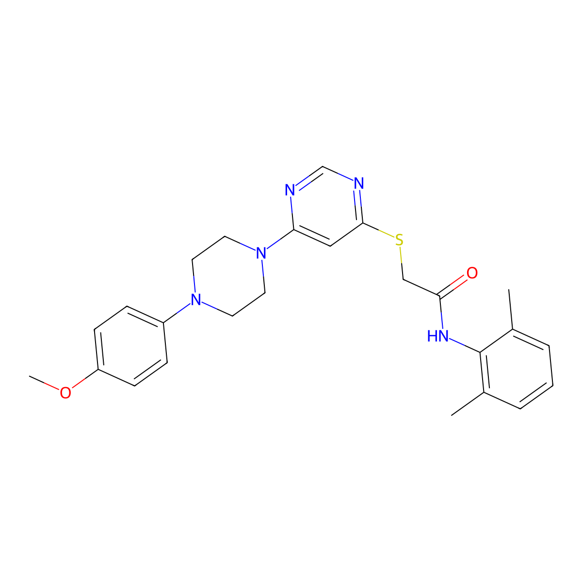 N-(2,6-dimethylphenyl)-2-({6-[4-(4-methoxyphenyl)piperazin-1-yl]pyrimidin-4-yl}sulfanyl)acetamide molecular structure, CAS 1251671-65-4