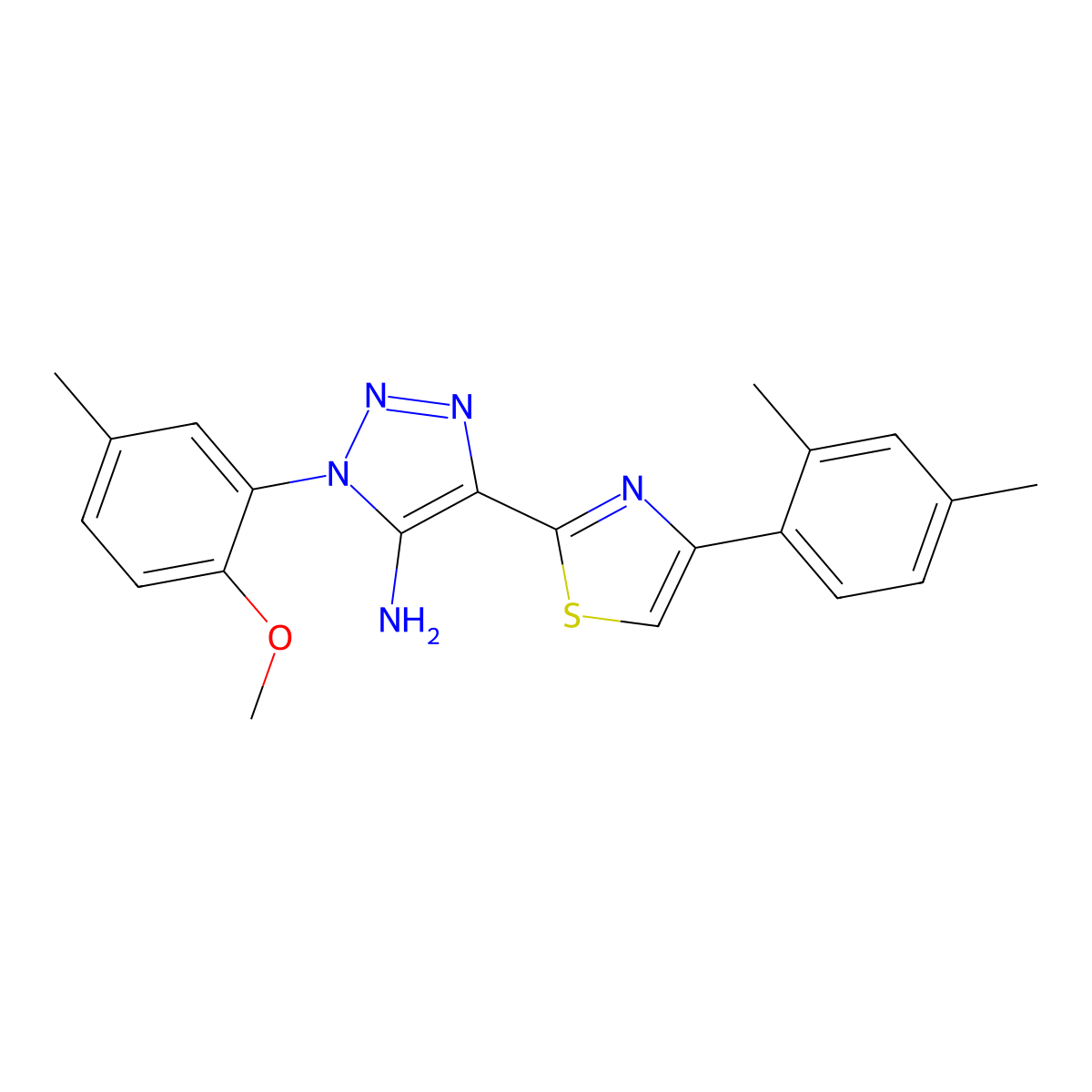 4-[4-(2,4-dimethylphenyl)-1,3-thiazol-2-yl]-1-(2-methoxy-5-methylphenyl)-1H-1,2,3-triazol-5-amine molecular structure, CAS 1251671-70-1