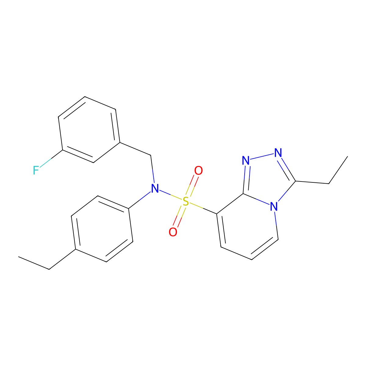 3-ethyl-N-(4-ethylphenyl)-N-[(3-fluorophenyl)methyl]-[1,2,4]triazolo[4,3-a]pyridine-8-sulfonamide molecular structure, CAS 1251671-72-3