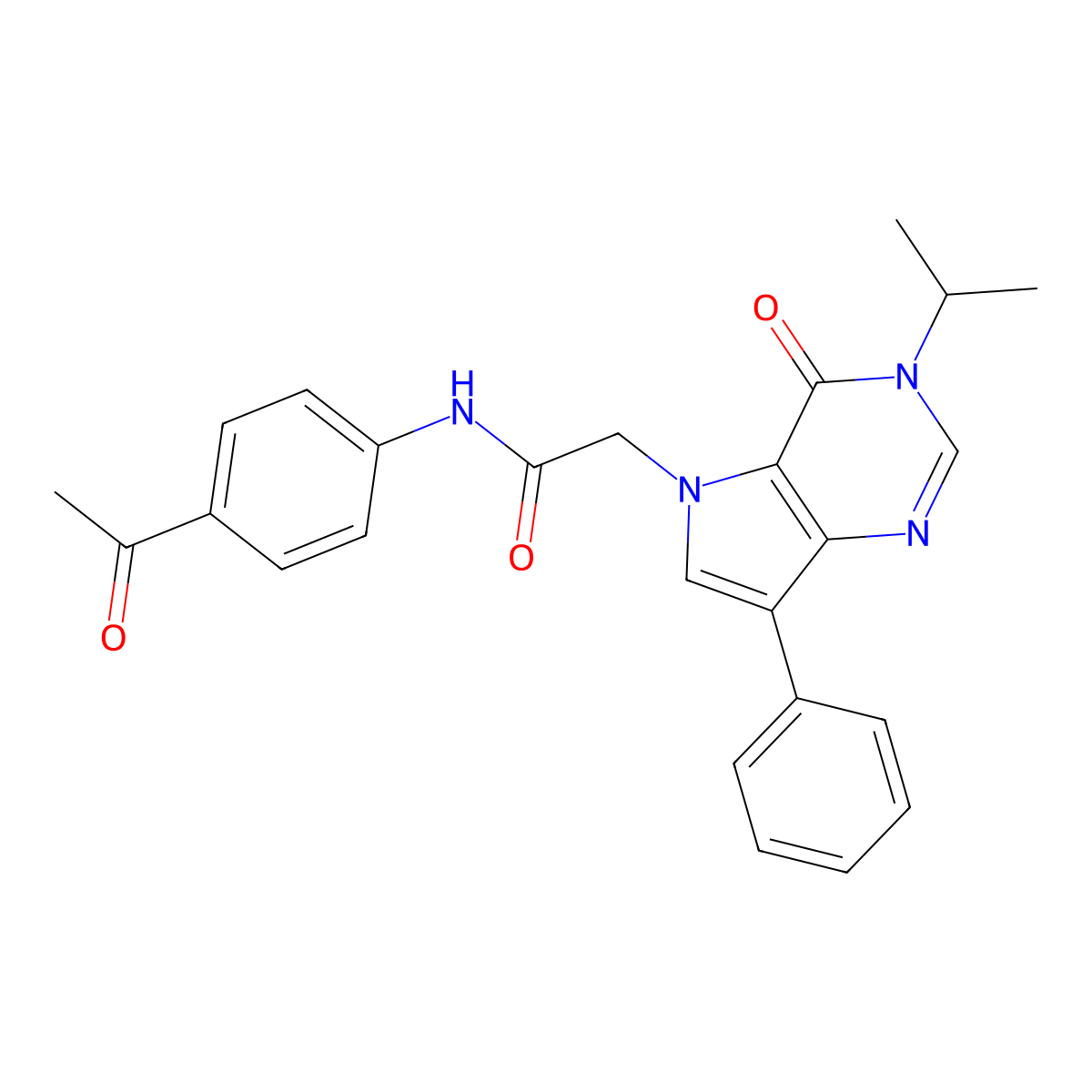 N-(4-acetylphenyl)-2-[4-oxo-7-phenyl-3-(propan-2-yl)-3H,4H,5H-pyrrolo[3,2-d]pyrimidin-5-yl]acetamide molecular structure, CAS 1251671-76-7
