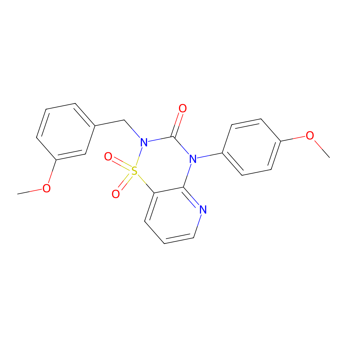 2-(3-methoxybenzyl)-4-(4-methoxyphenyl)-2H-pyrido[2,3-e][1,2,4]thiadiazin-3(4H)-one 1,1-dioxide molecular structure, CAS 1251671-83-6