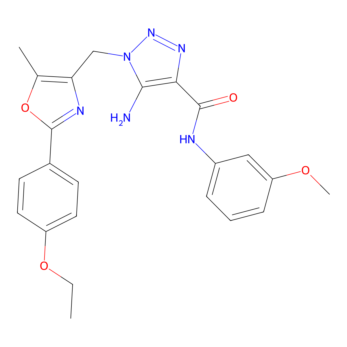 5-amino-1-{[2-(4-ethoxyphenyl)-5-methyl-1,3-oxazol-4-yl]methyl}-N-(3-methoxyphenyl)-1H-1,2,3-triazole-4-carboxamide molecular structure, CAS 1251671-93-8