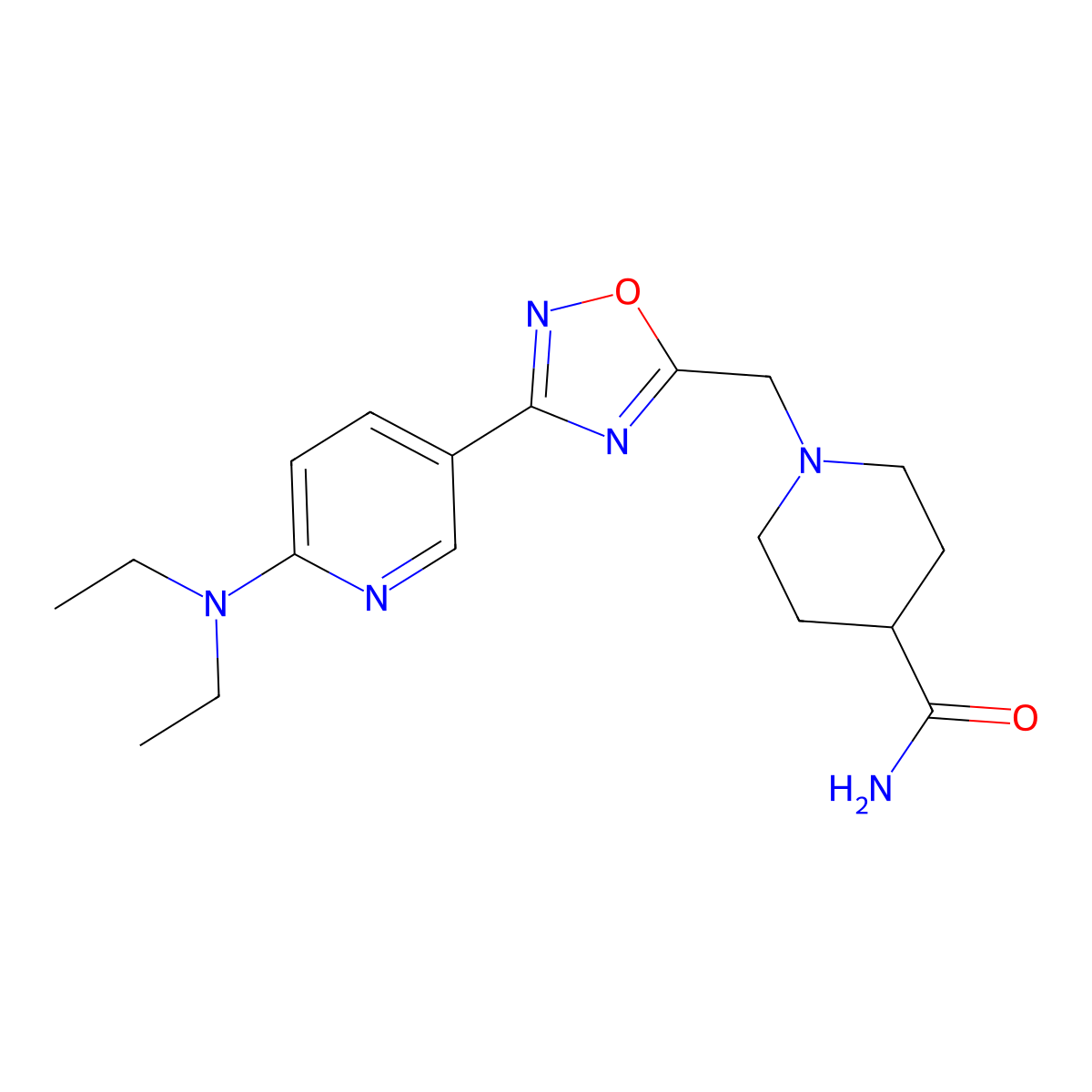 1-({3-[6-(Diethylamino)pyridin-3-yl]-1,2,4-oxadiazol-5-yl}methyl)piperidine-4-carboxamide molecular structure, CAS 1251671-95-0