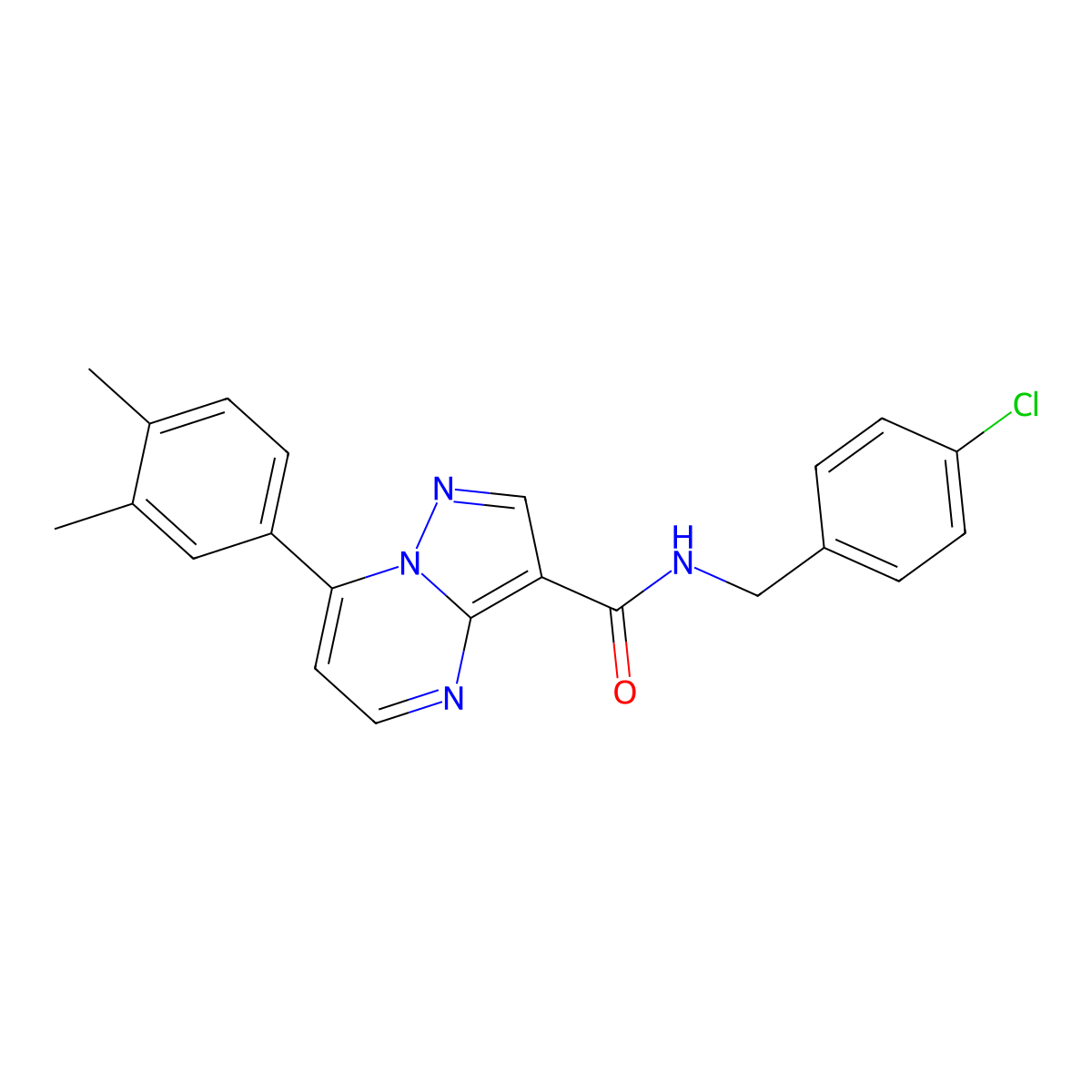 N-[(4-chlorophenyl)methyl]-7-(3,4-dimethylphenyl)pyrazolo[1,5-a]pyrimidine-3-carboxamide molecular structure, CAS 1251671-97-2