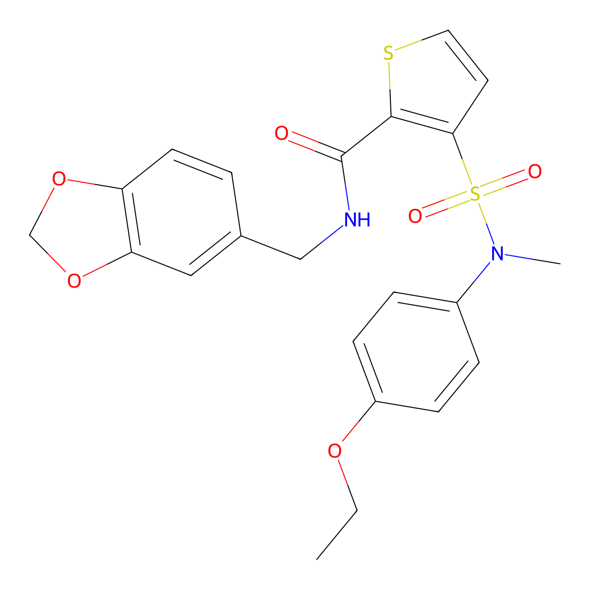 N-(1,3-benzodioxol-5-ylmethyl)-3-[(4-ethoxyphenyl)(methyl)sulfamoyl]thiophene-2-carboxamide molecular structure, CAS 1251671-99-4