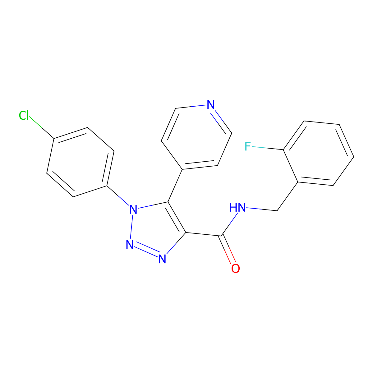 1-(4-chlorophenyl)-N-(2-fluorobenzyl)-5-(pyridin-4-yl)-1H-1,2,3-triazole-4-carboxamide molecular structure, CAS 1251672-01-1