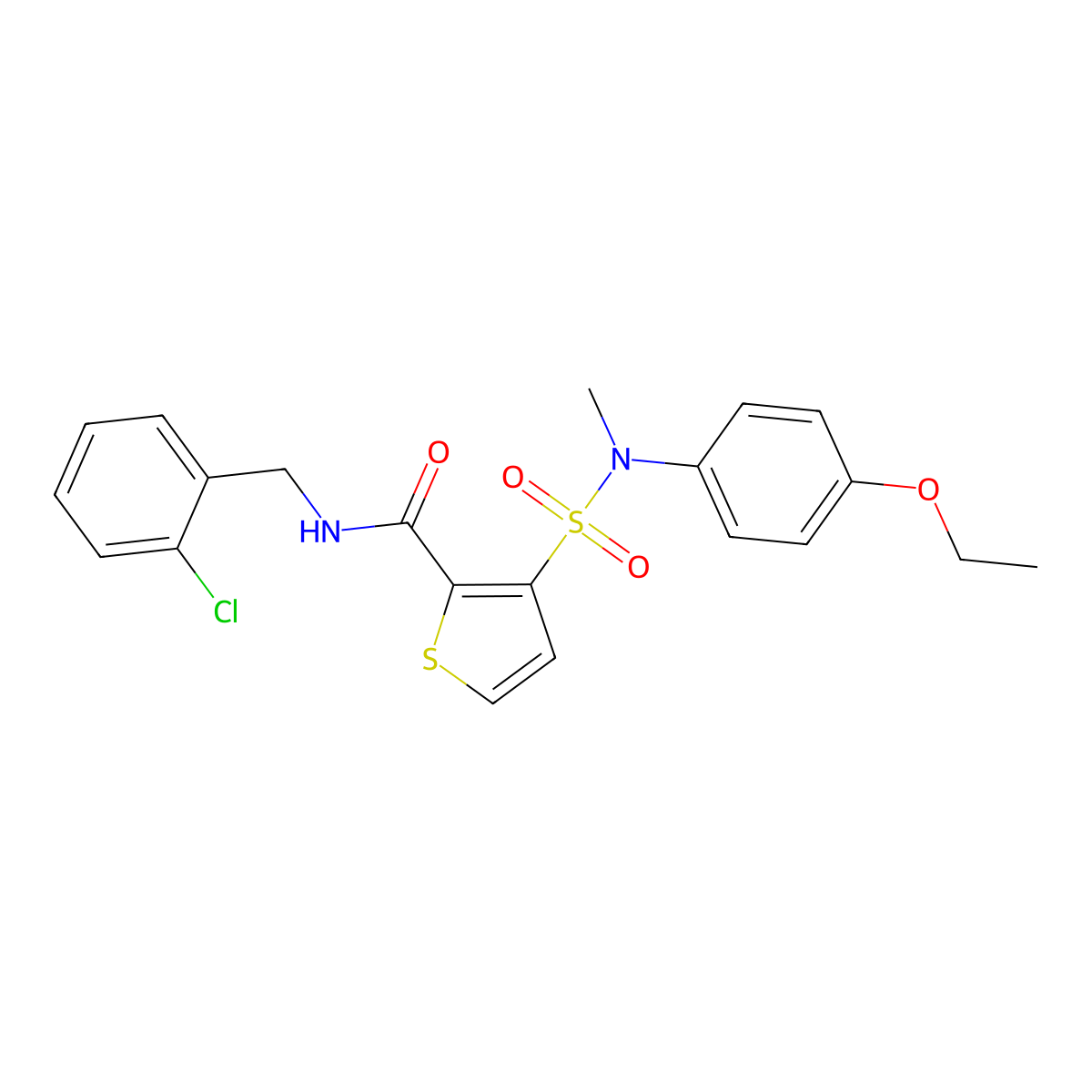 N-(2-chlorobenzyl)-3-[(4-ethoxyphenyl)(methyl)sulfamoyl]thiophene-2-carboxamide molecular structure, CAS 1251672-04-4